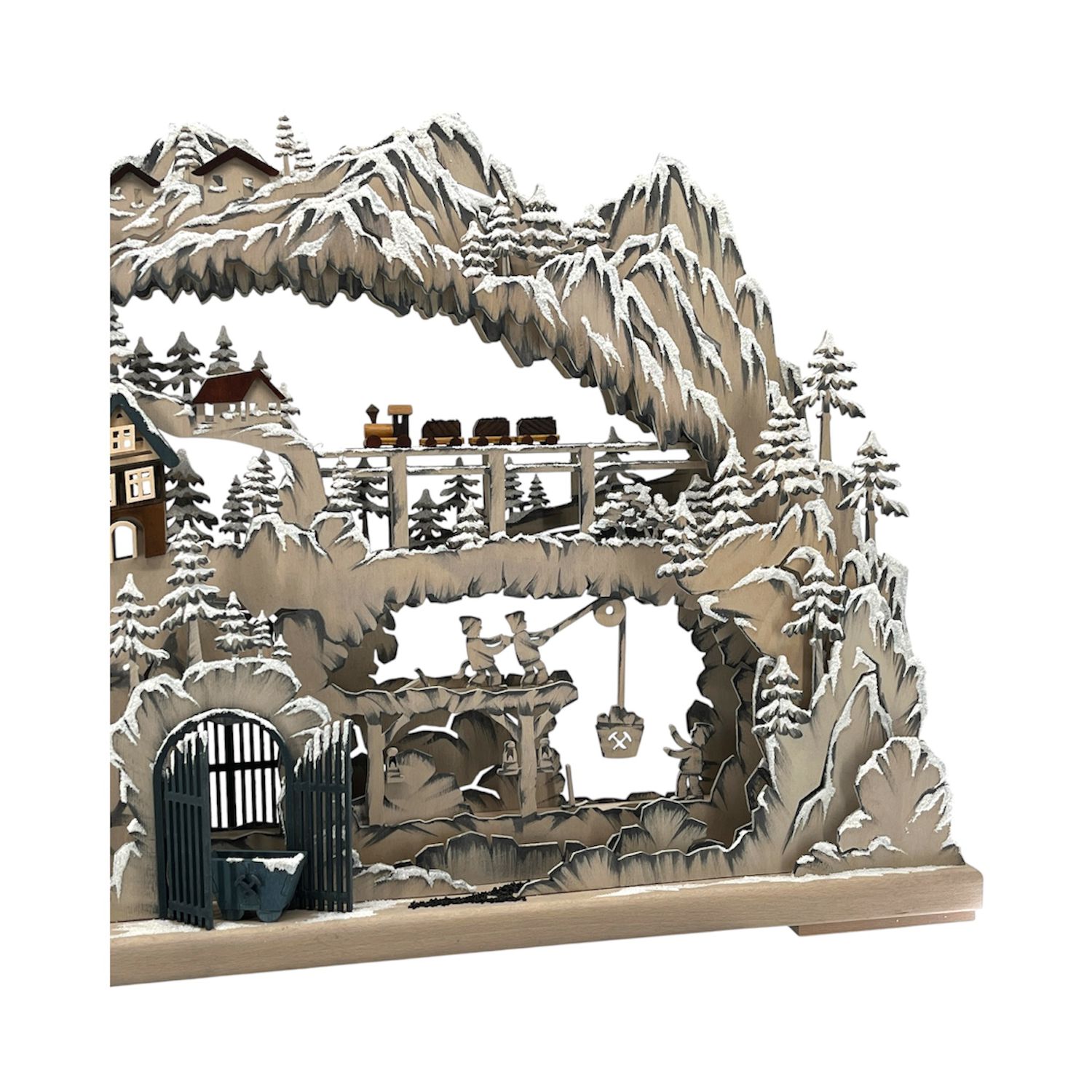 3D Schwibbogen Bergbau mit Raureif Detailansicht rechts