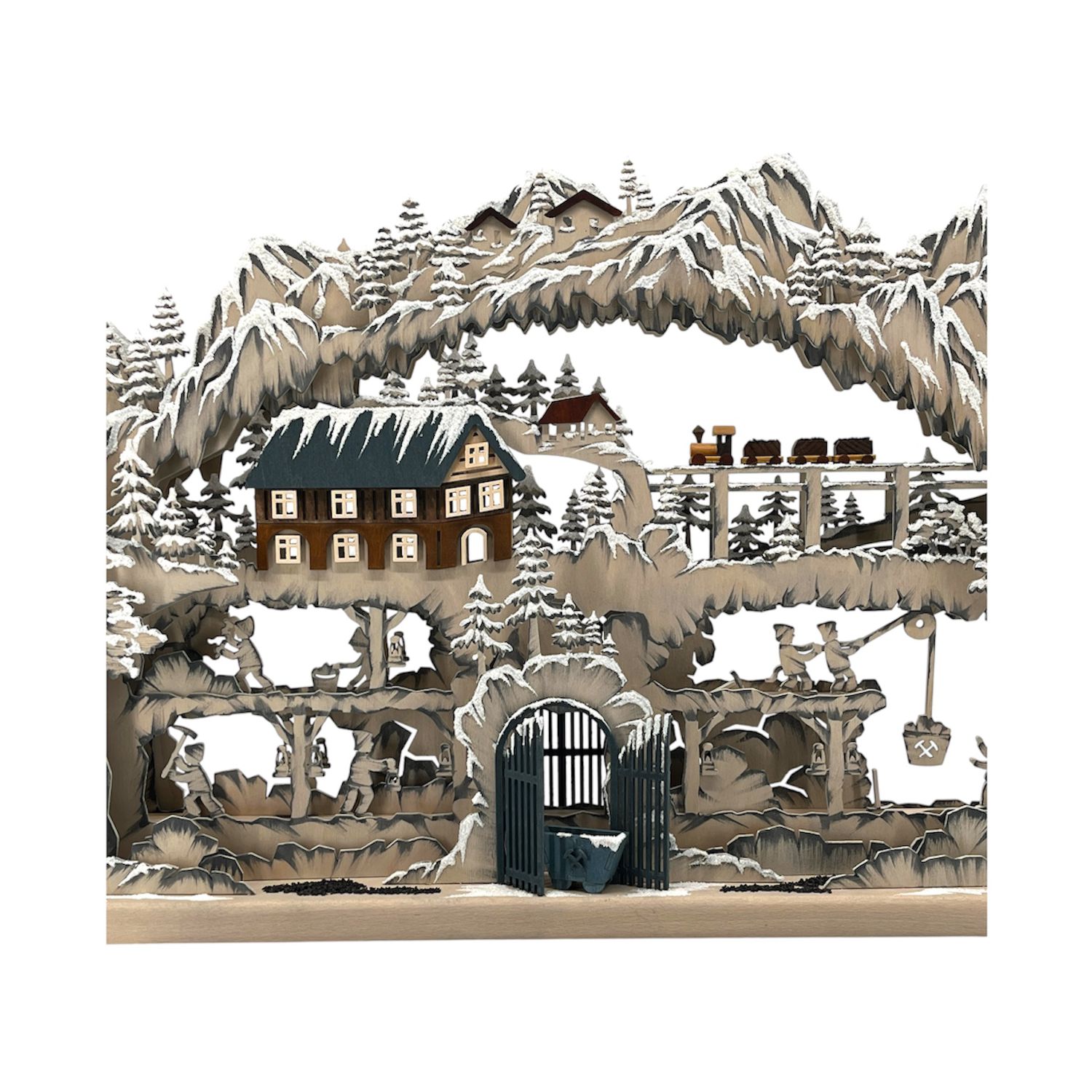 3D Schwibbogen Bergbau mit Raureif Detailansicht mittig