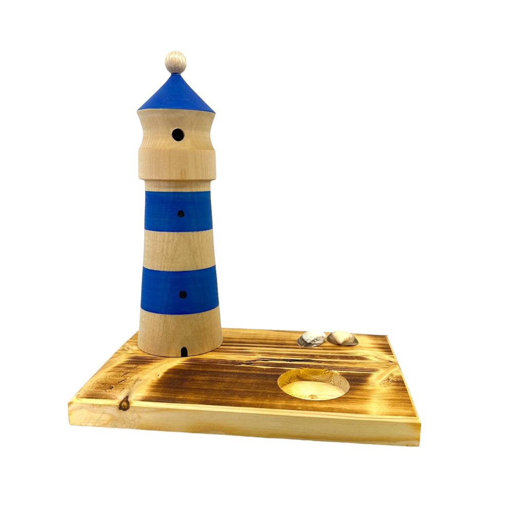 Räucherfigur Leuchtturm mit Teelichthalter, blau