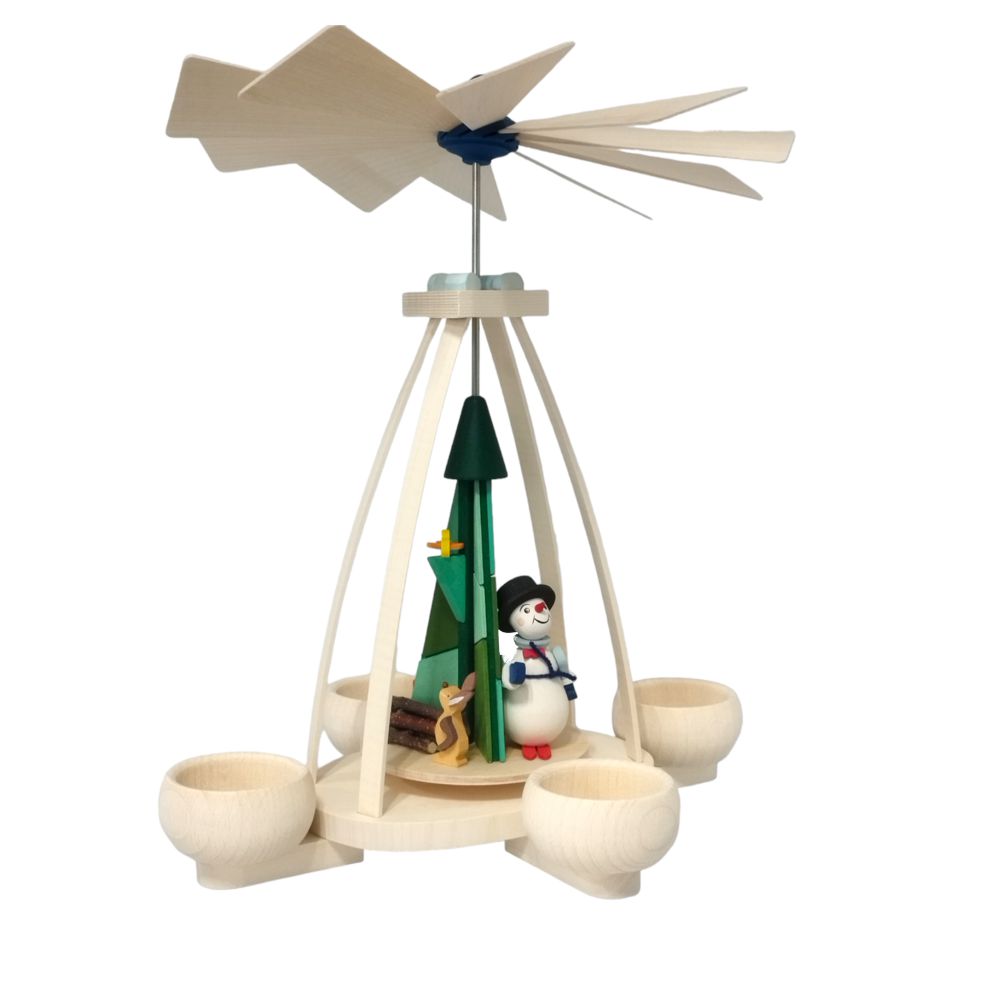 Teelichtpyramide Schneemann