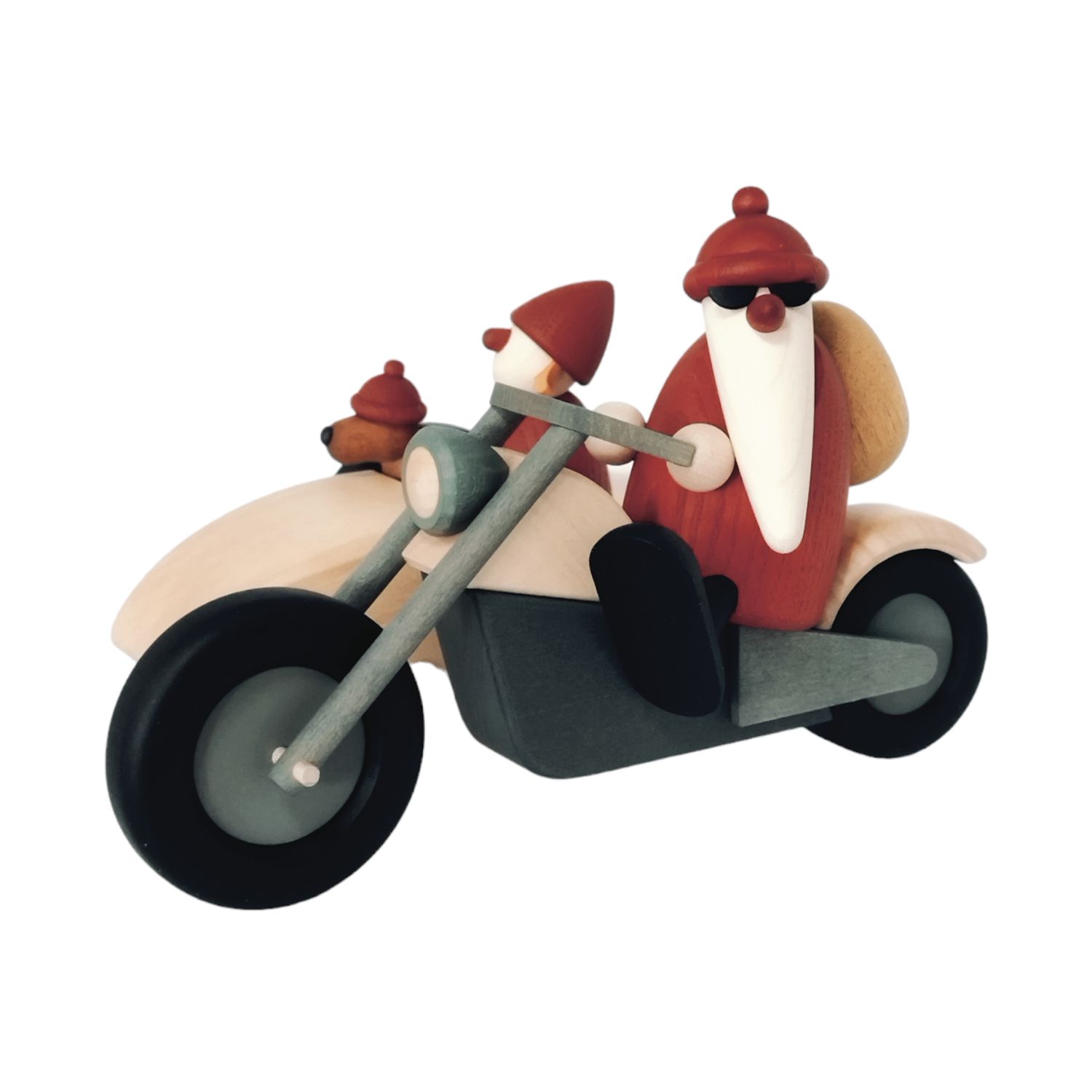 Familienausflug auf Motorrad, weihnachtlich