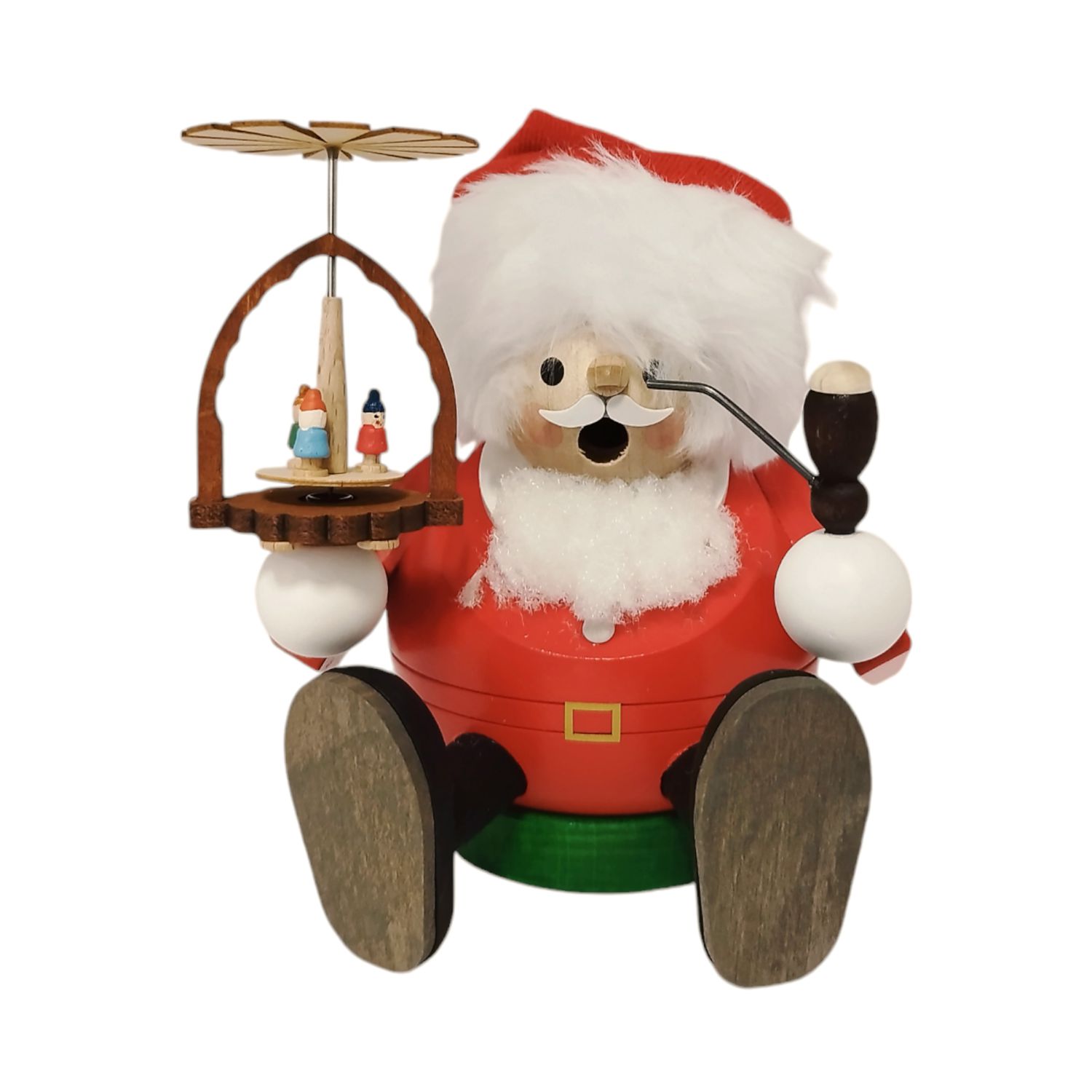 Kugelräuchermann Santa mit Pyramide, sitzend