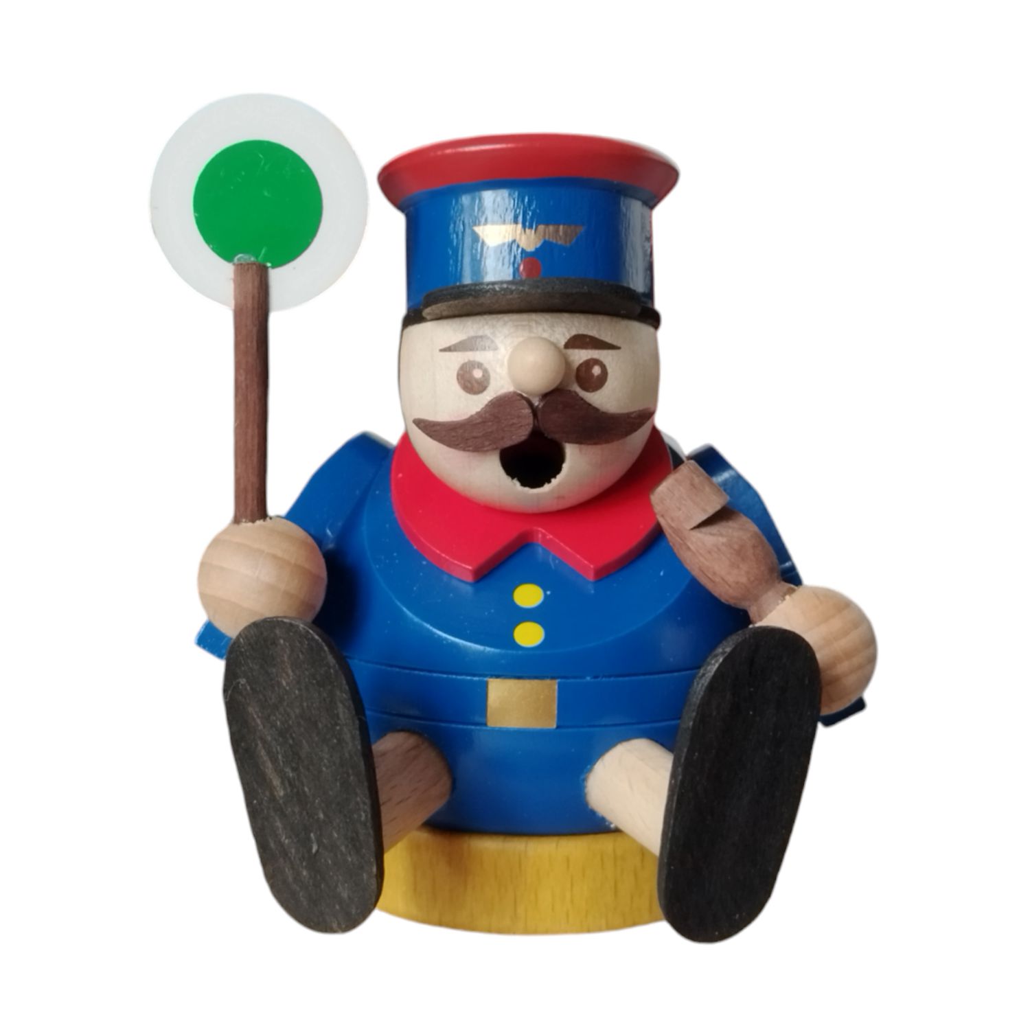 Minikugelräuchermann Eisenbahner, sitzend