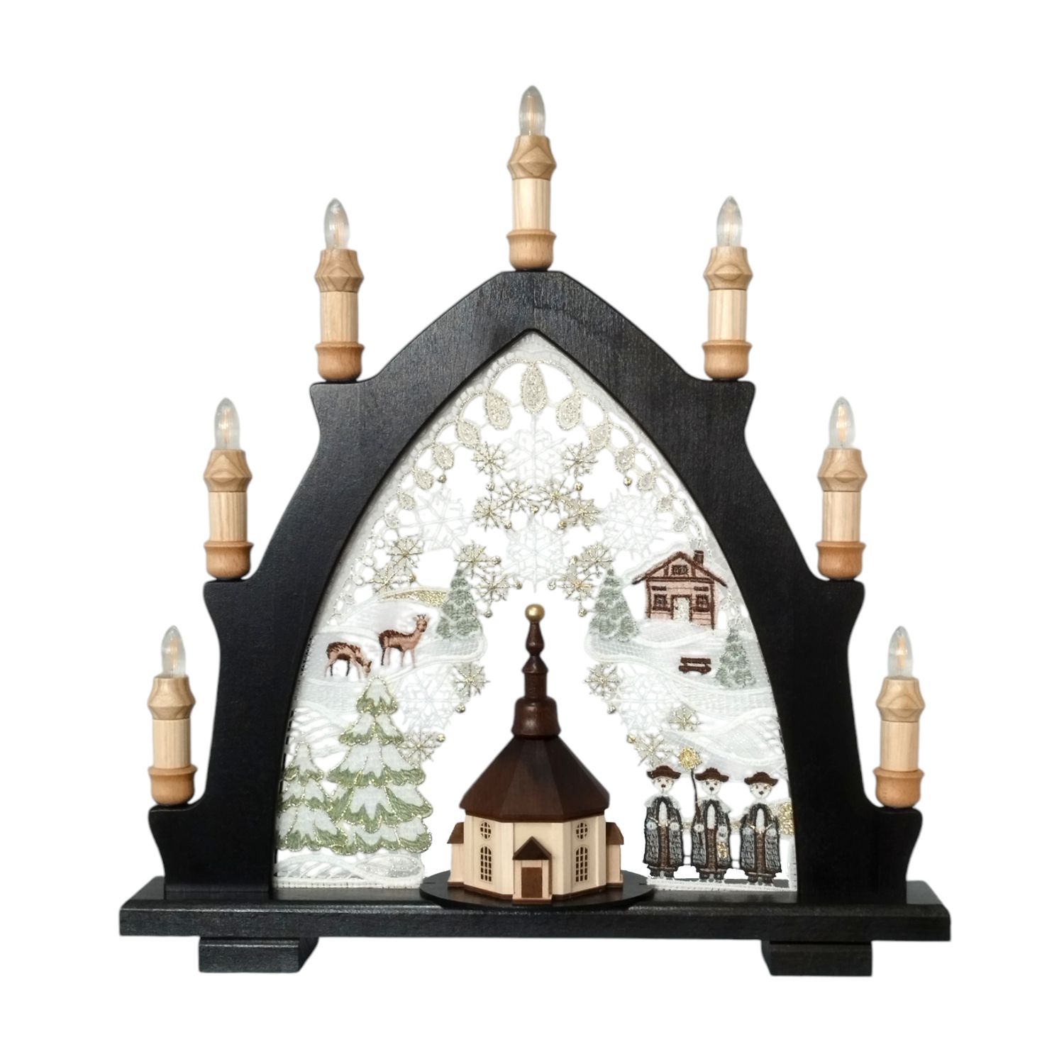 Schwibbogen Seiffener Kirche braun