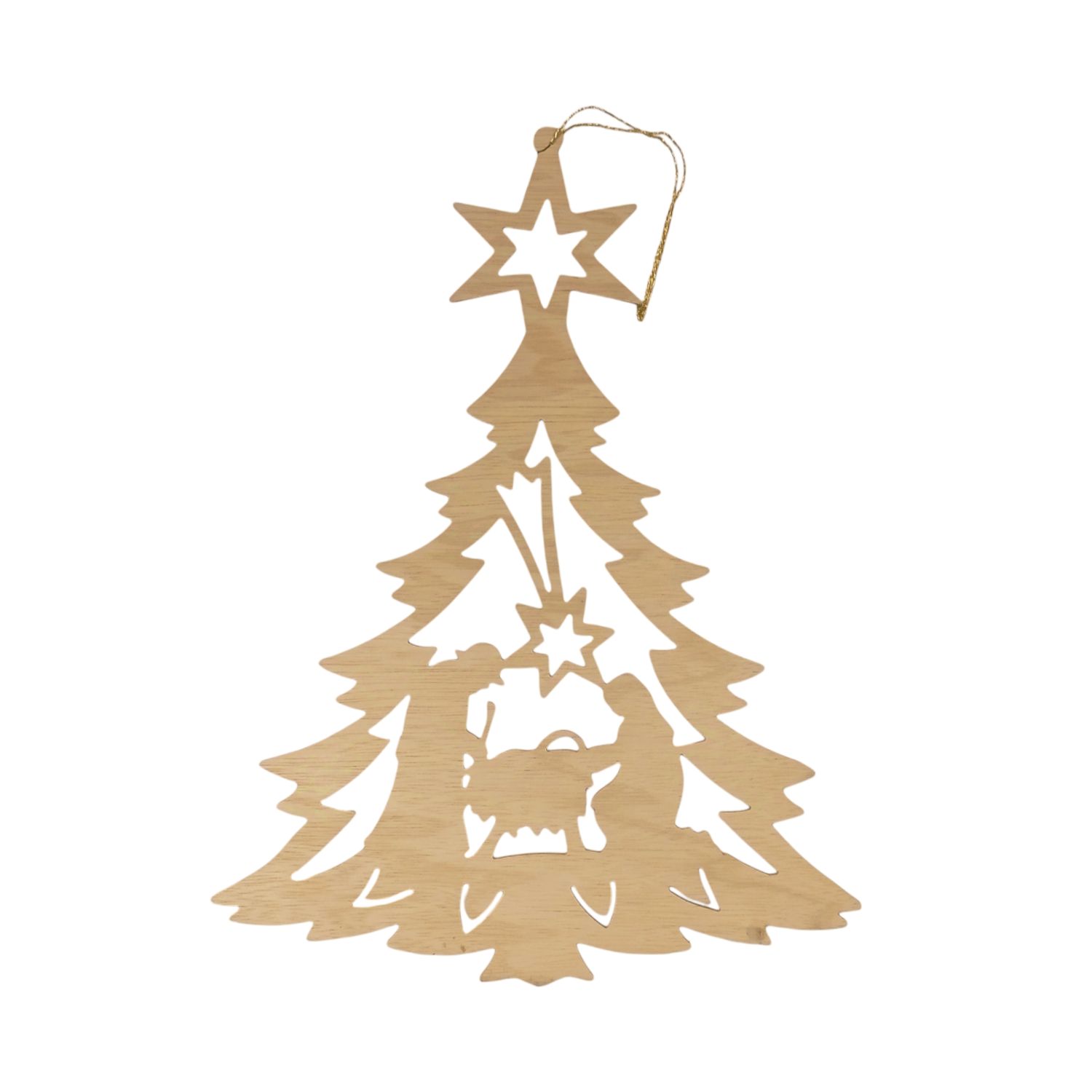 Fensterbild Tannenbaum mit Christi Geburt