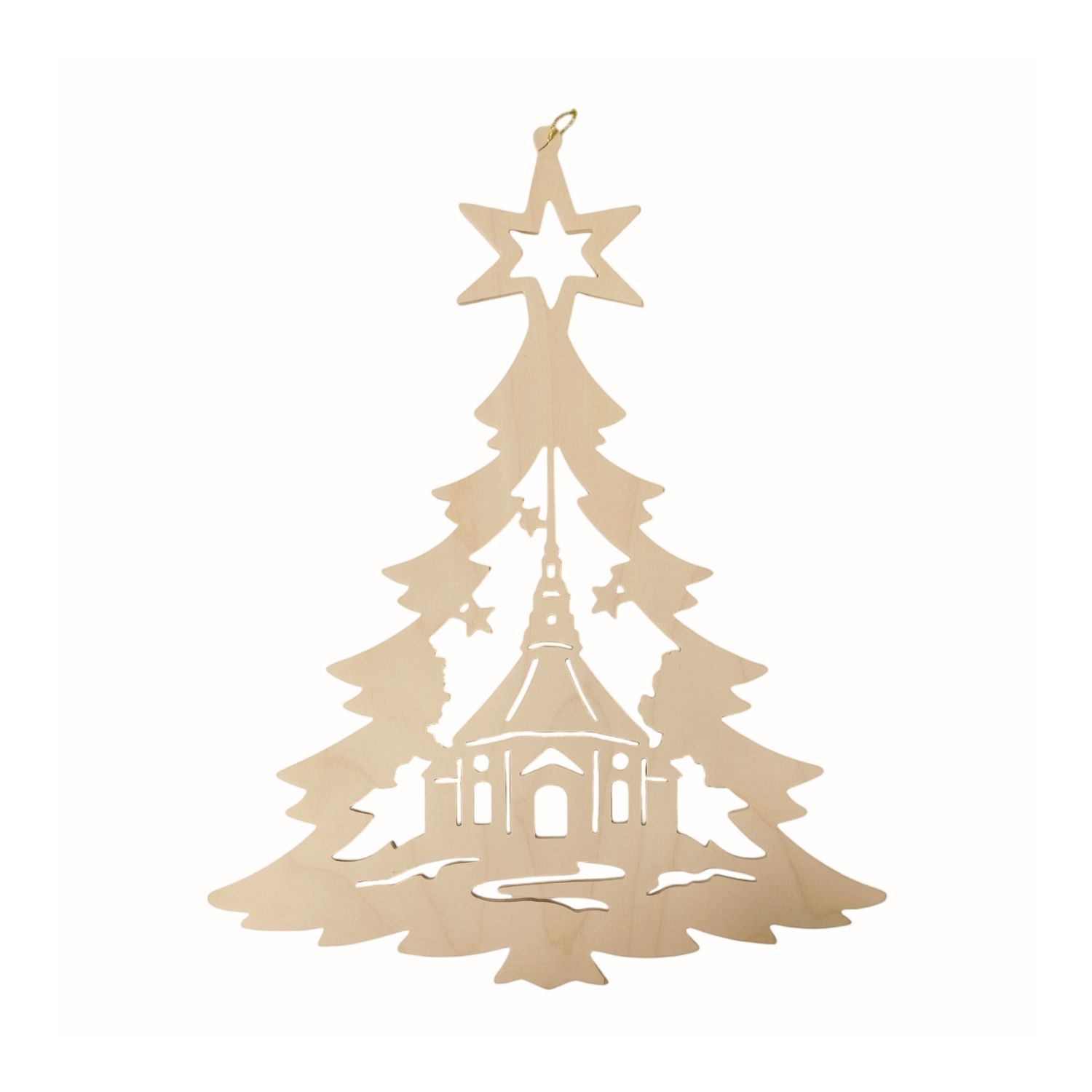 Fensterbild Tannenbaum mit Seiffener Kirche