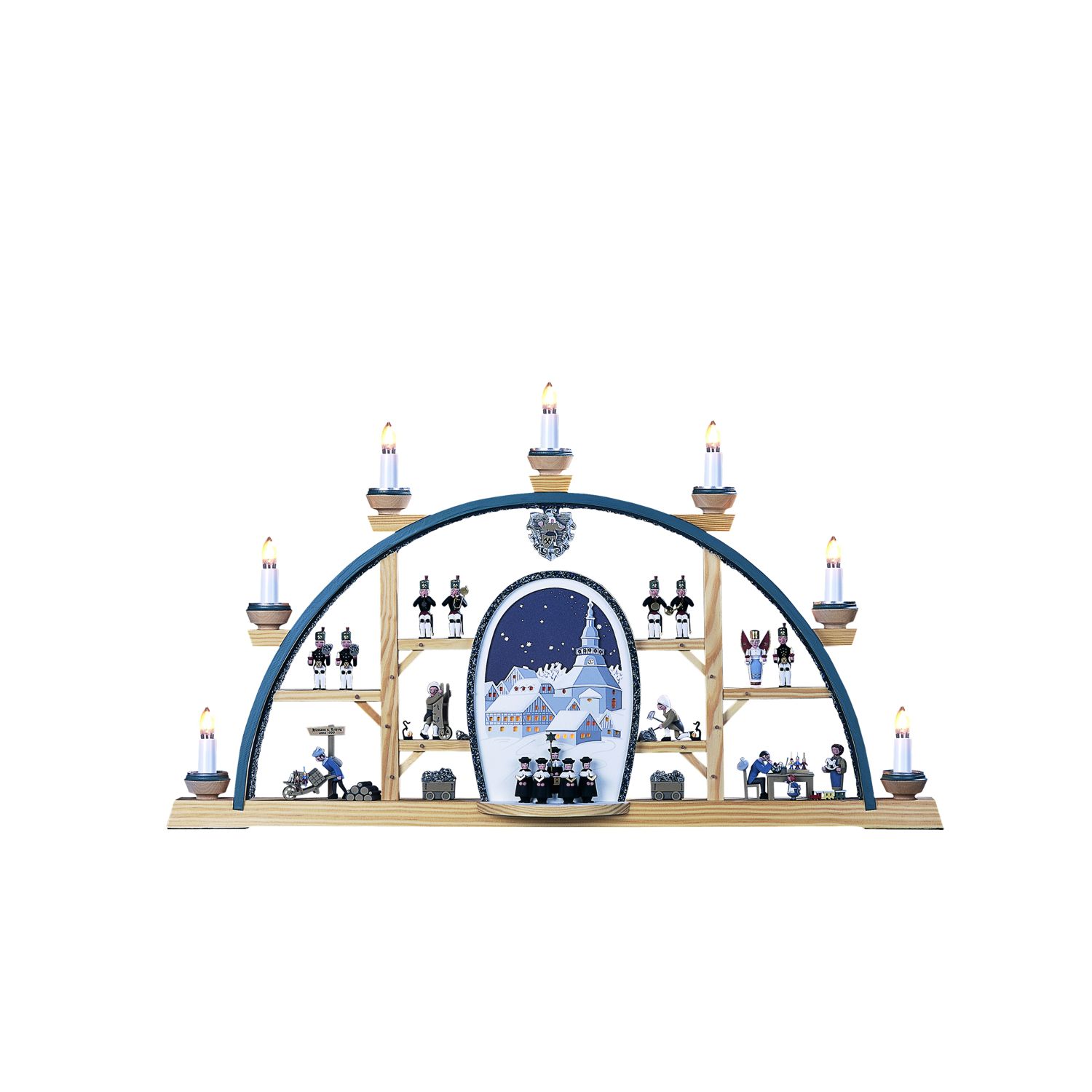 Schwibbogen Seiffener Kirche mit Kurrende, Hiemann