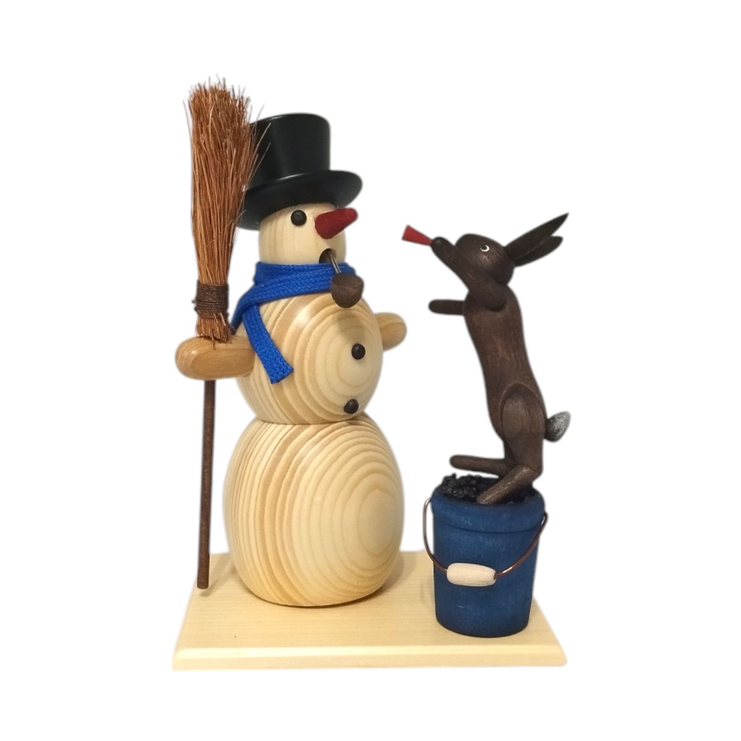 Räuchermann Schneemann und Hase, natur