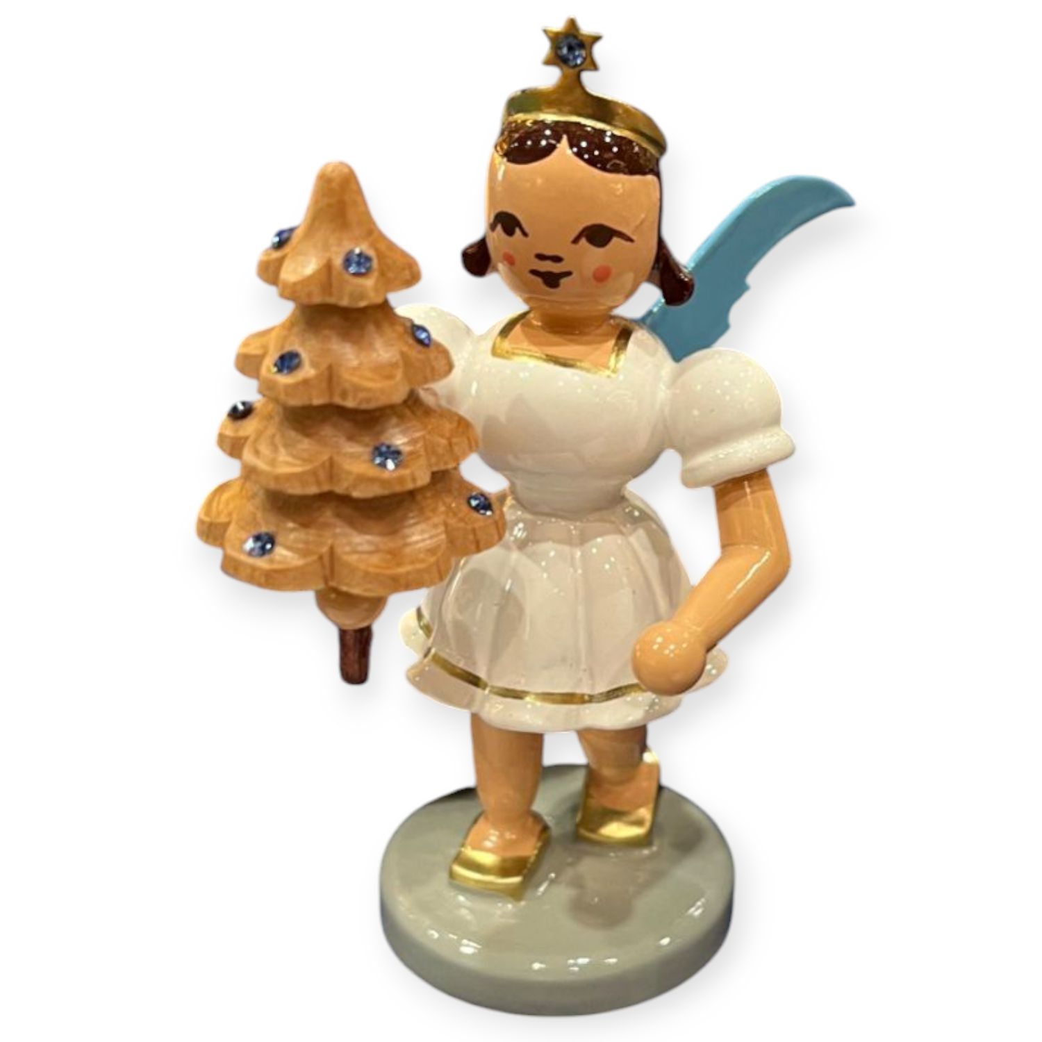 Kurzrockengel mit Bäumchen und Preciosa-Kristallen, farbig
