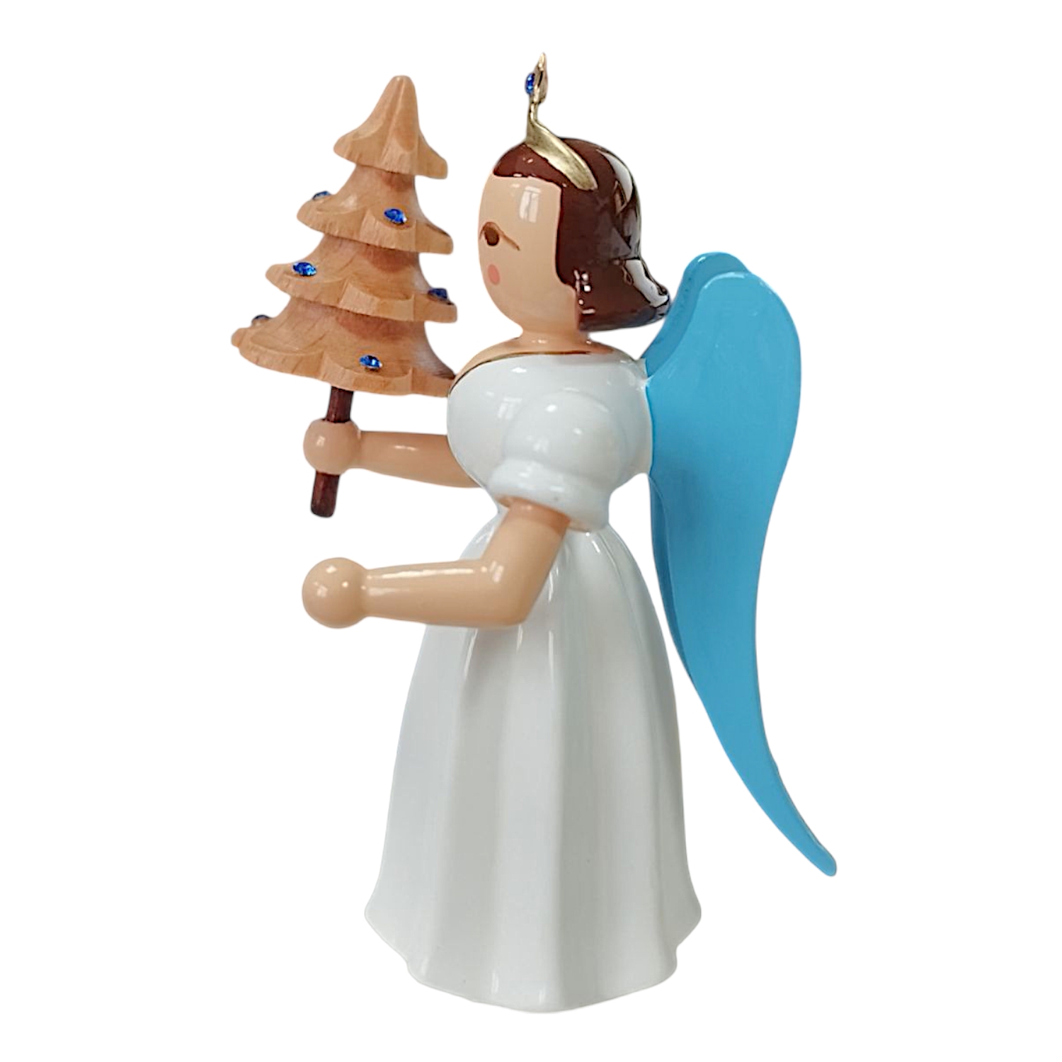 Blank Faltenlangrockengel mit Bäumchen und Preciosa-Kristallen, farbig