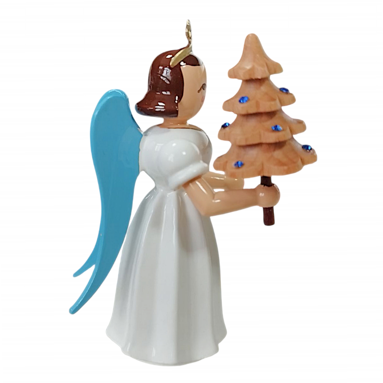 Blank Faltenlangrockengel mit Bäumchen und Preciosa-Kristallen, farbig