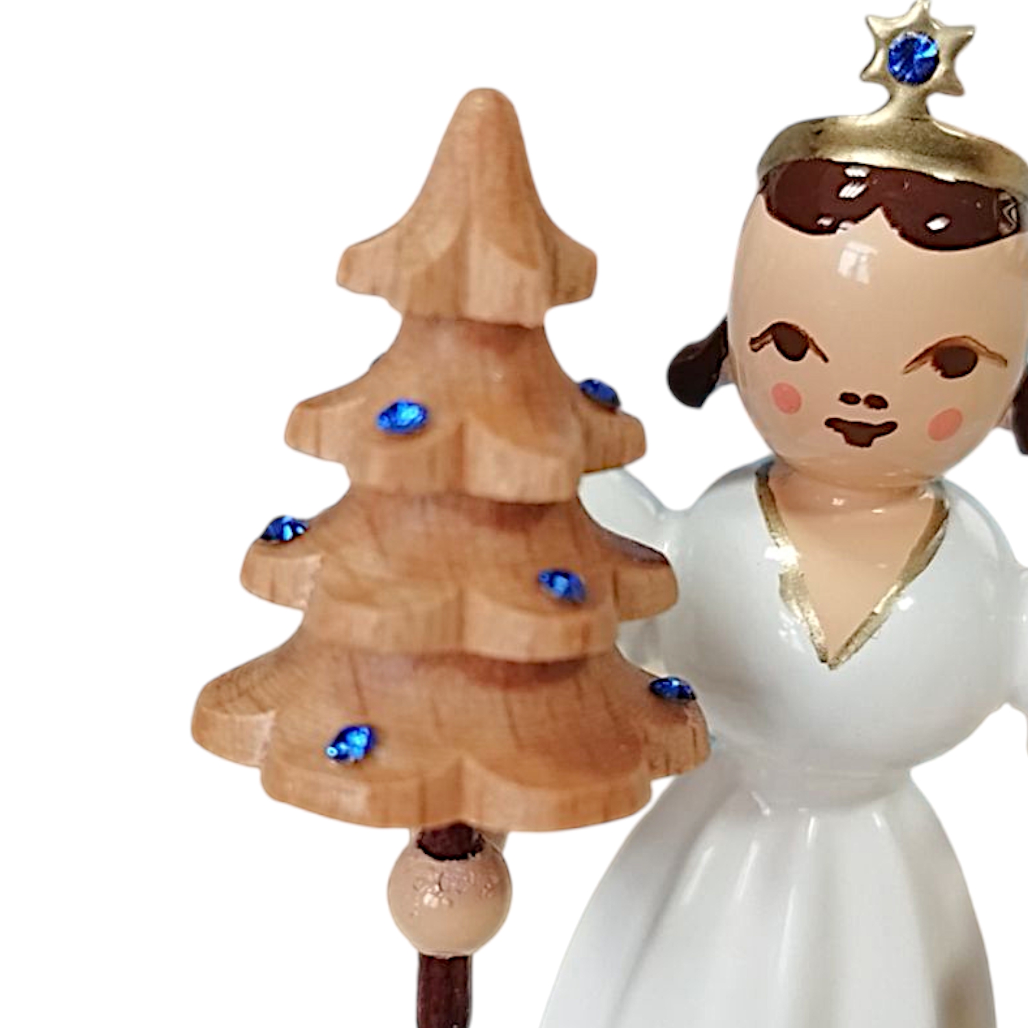 Blank Faltenlangrockengel mit Bäumchen und Preciosa-Kristallen, farbig