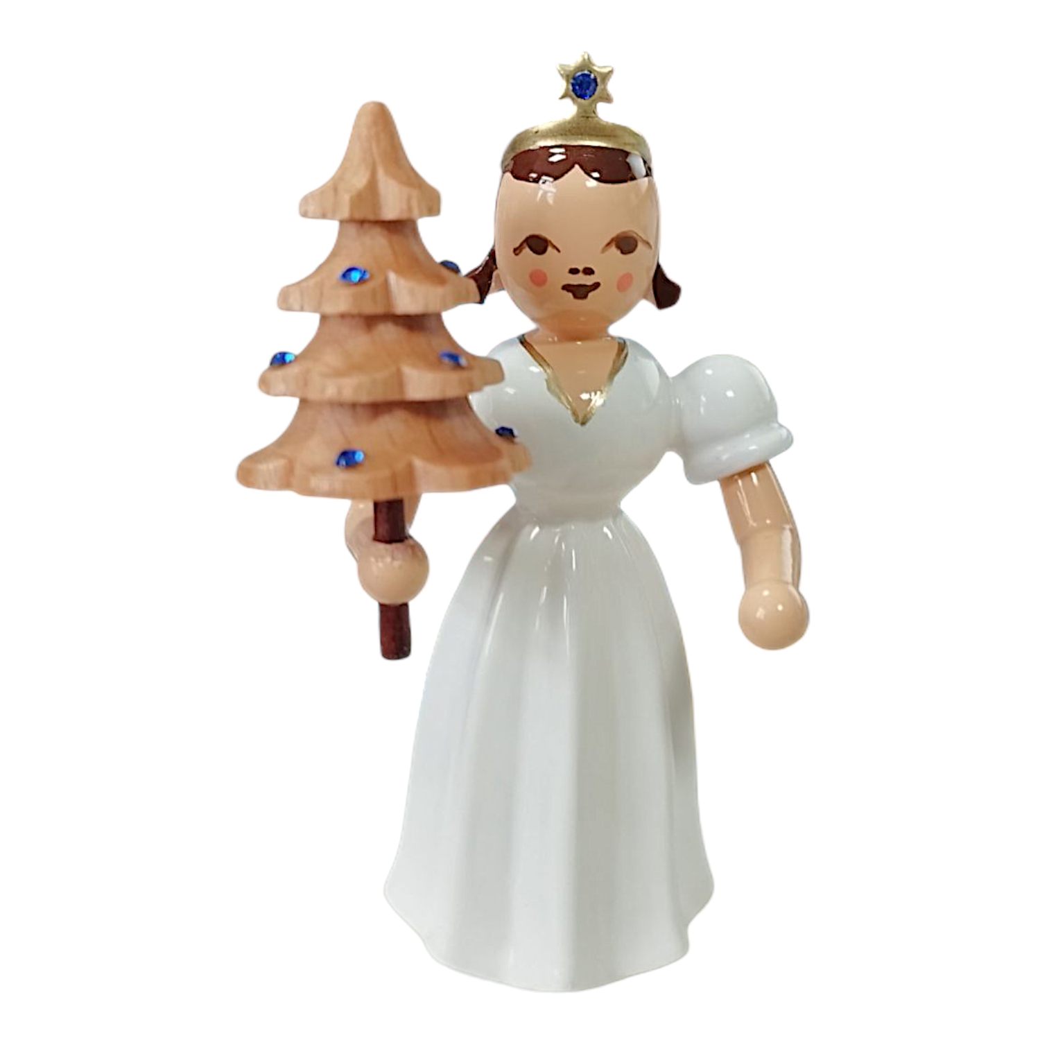 Blank Faltenlangrockengel mit Bäumchen und Preciosa-Kristallen, farbig