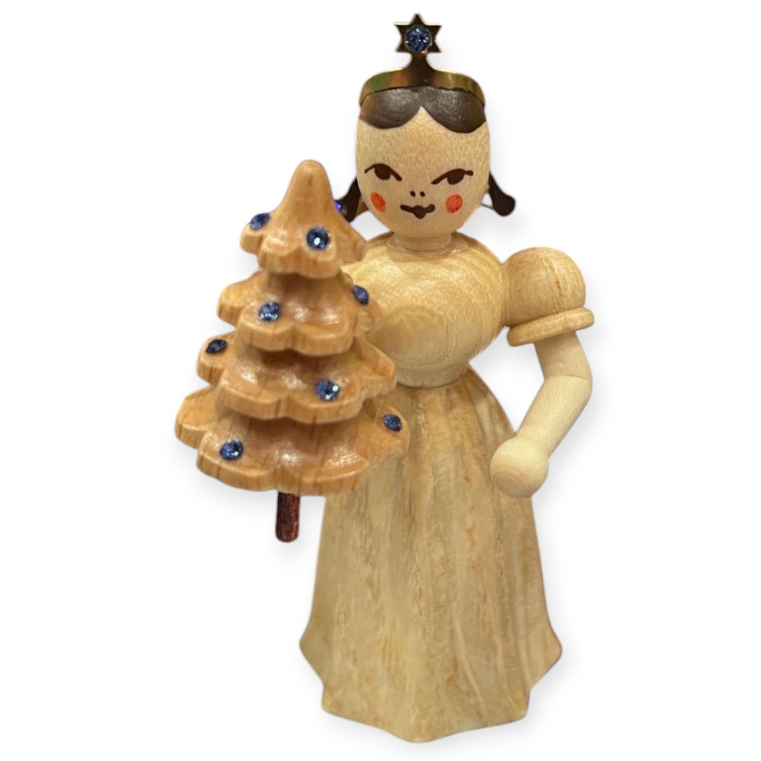 Faltenlangrockengel mit Bäumchen und Preciosa-Kristallen