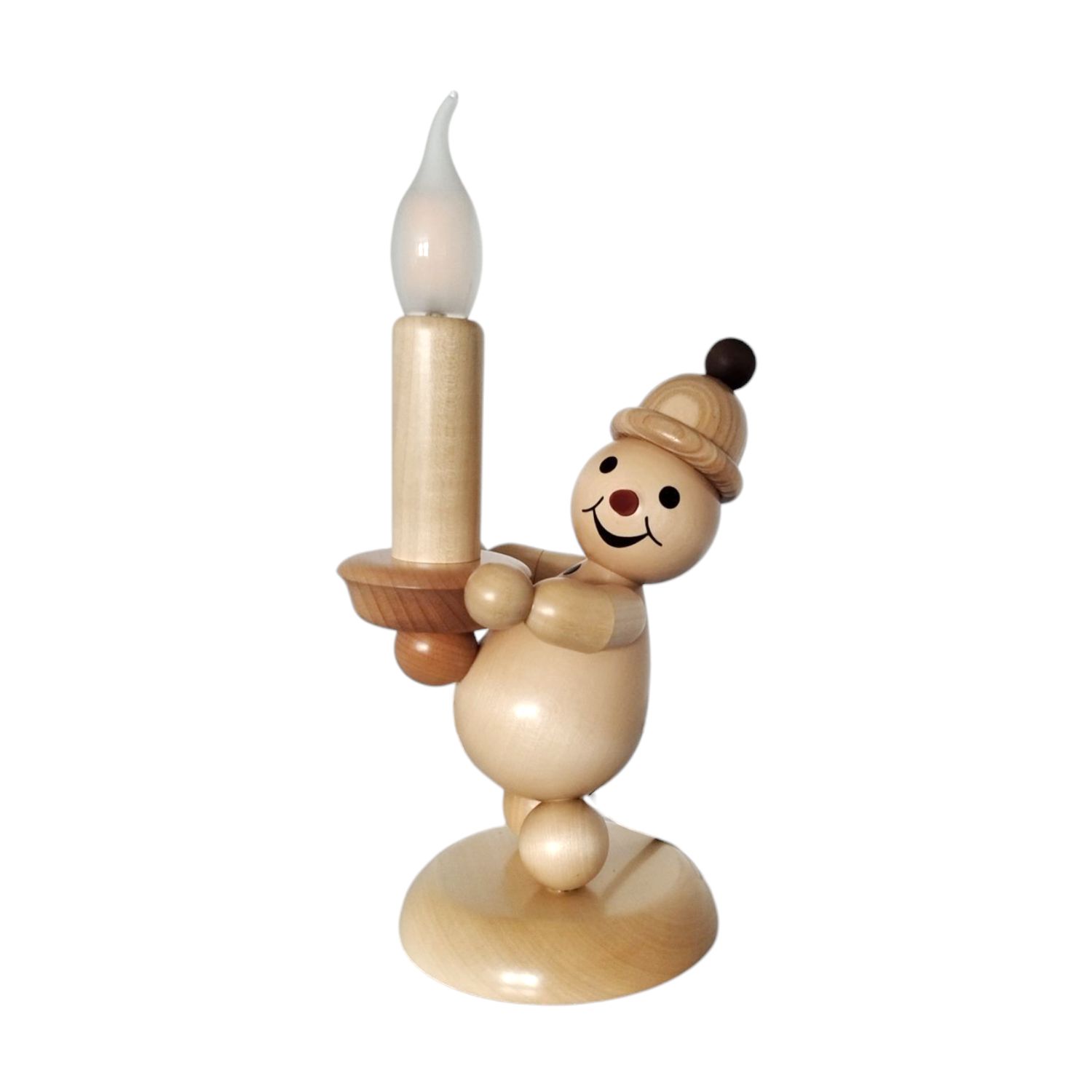 Schneemann Junior mit Kerze, elektrisch