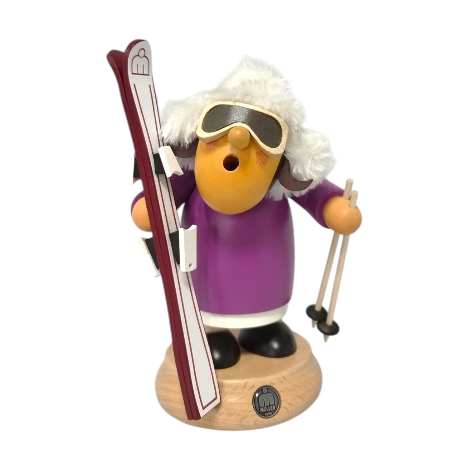 Räucherfigur Müllerchen Skifahrerin