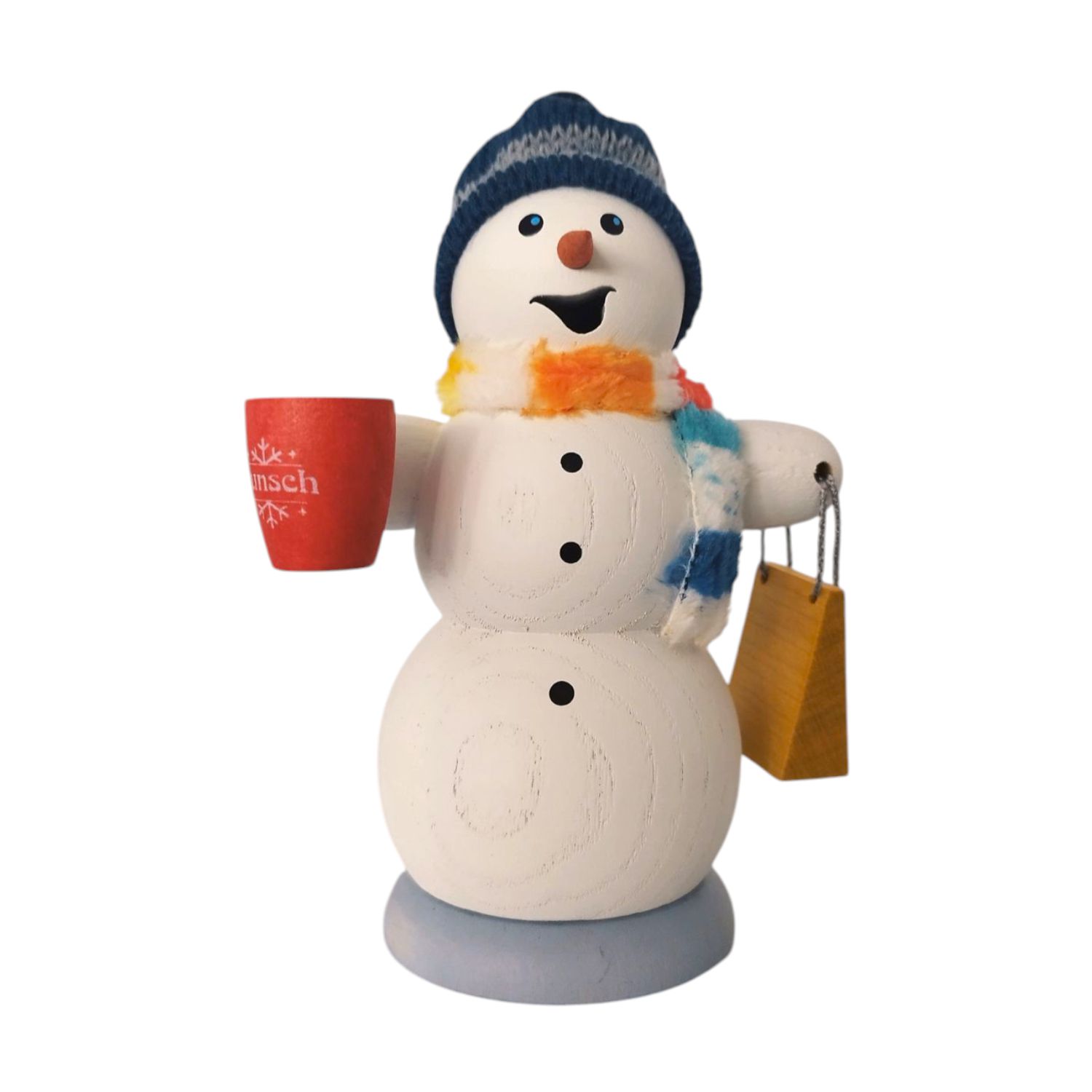 Räuchermann Schneemann mit Glühweintasse