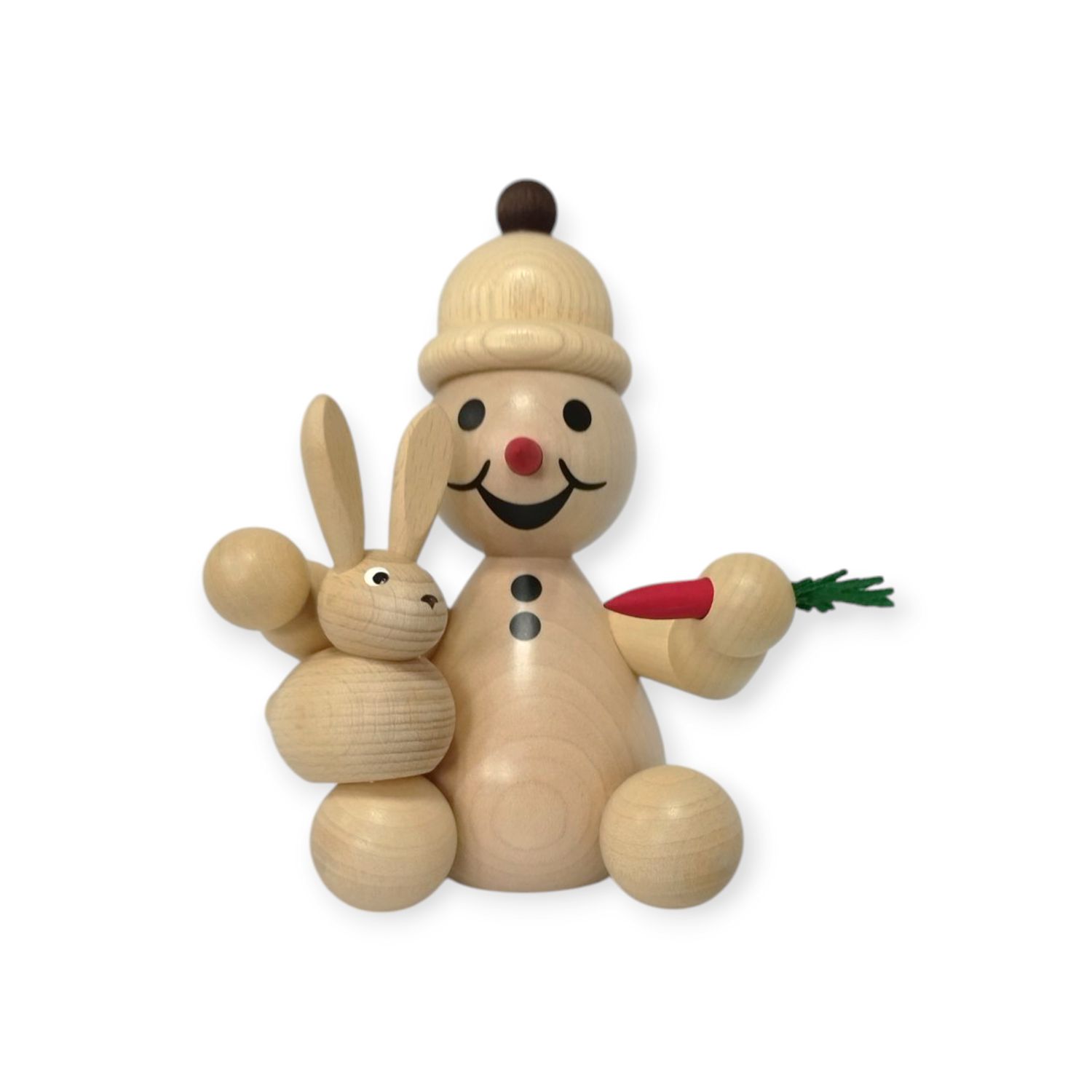 Schneemann Junior sitzend mit Hase