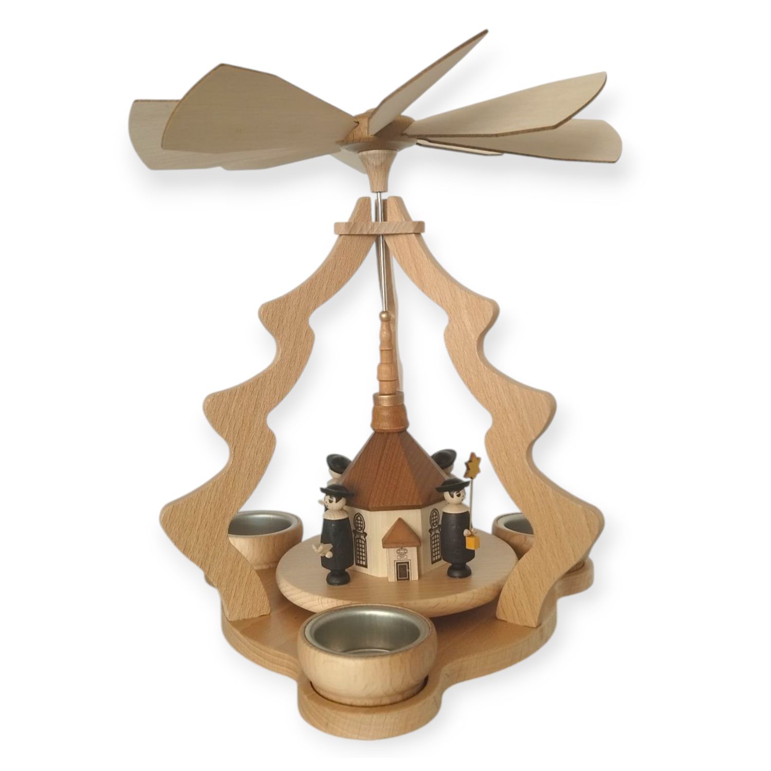 Teelichtpyramide Seiffener Kirche mit Kurrende
