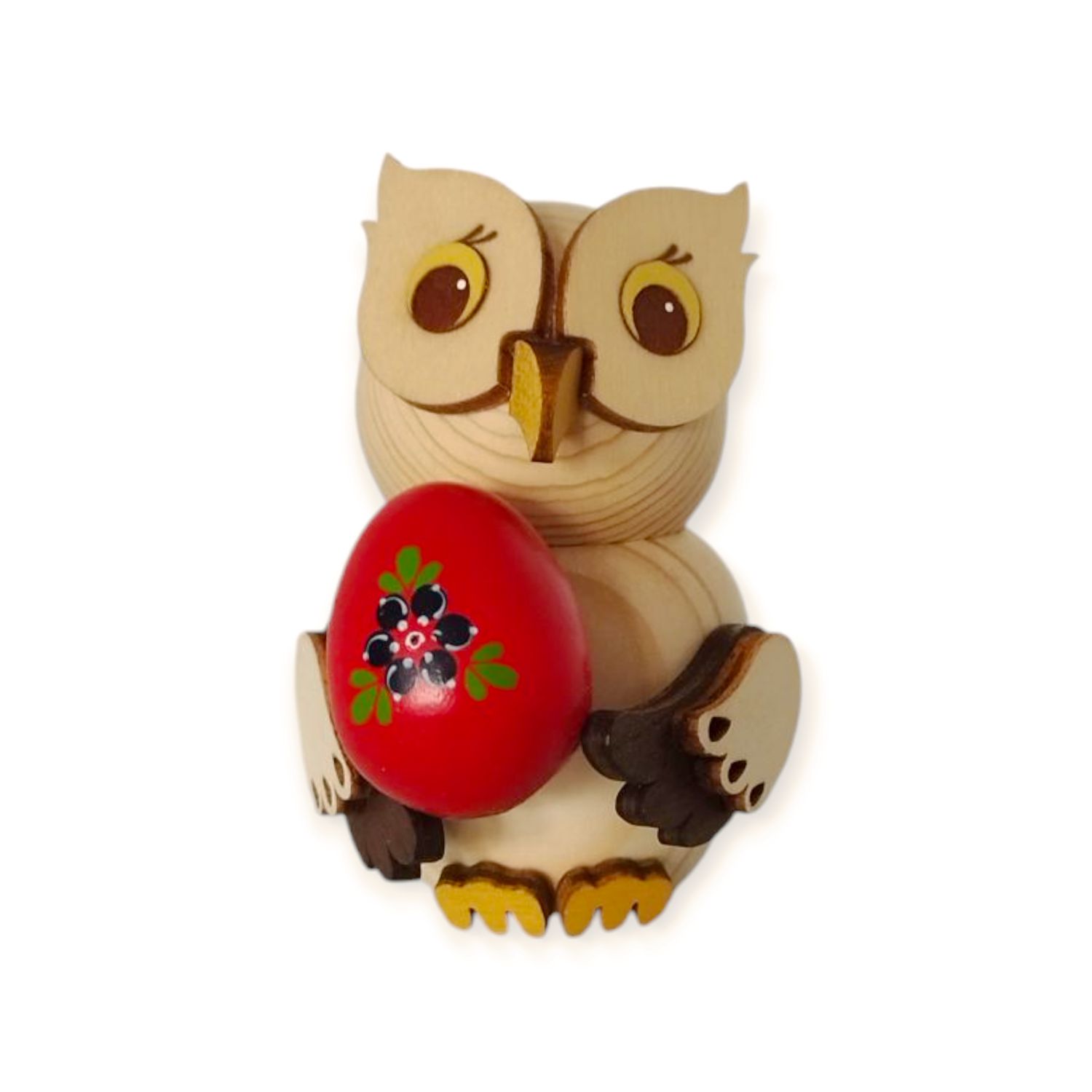 Holzfigur Mini-Eule mit Osterei