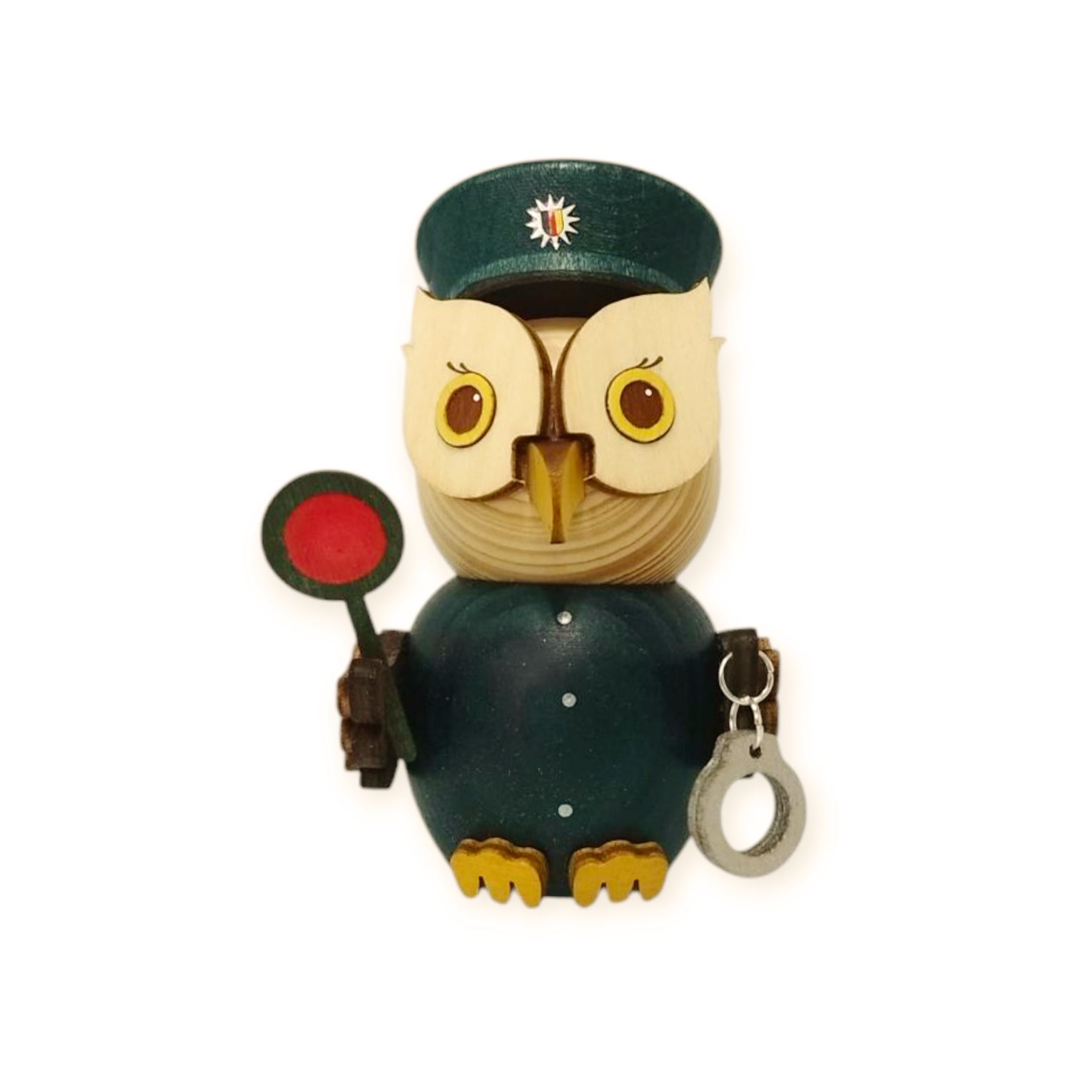 Holzfigur Mini-Eule Polizist