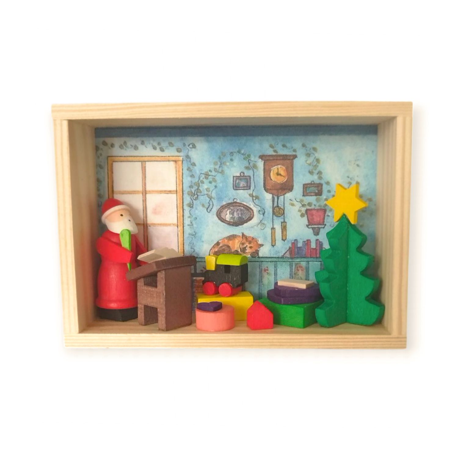 Glückwunschkästel Weihnachtsmann mit Wunschzettel