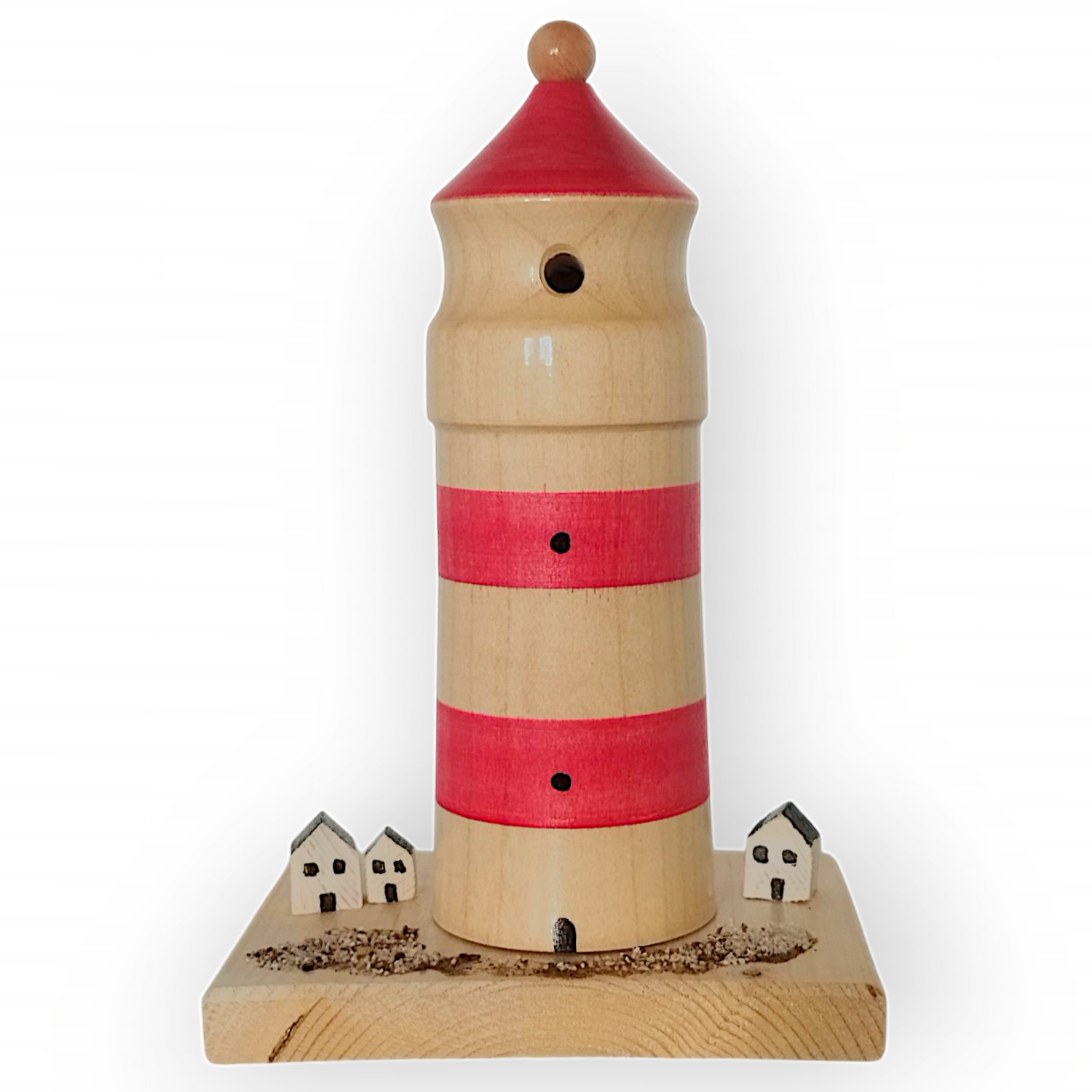 Räucherfigur Leuchtturm mit Häusern, rot