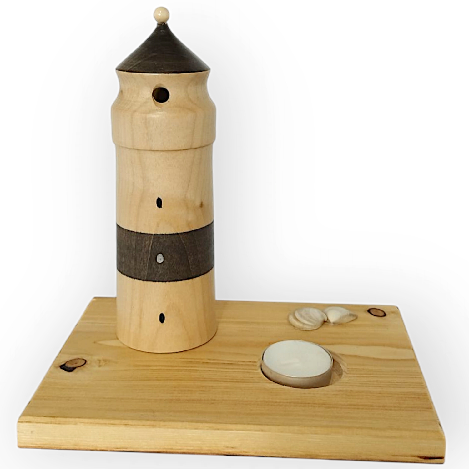 Räucherfigur Leuchtturm mit Teelichthalter, grau