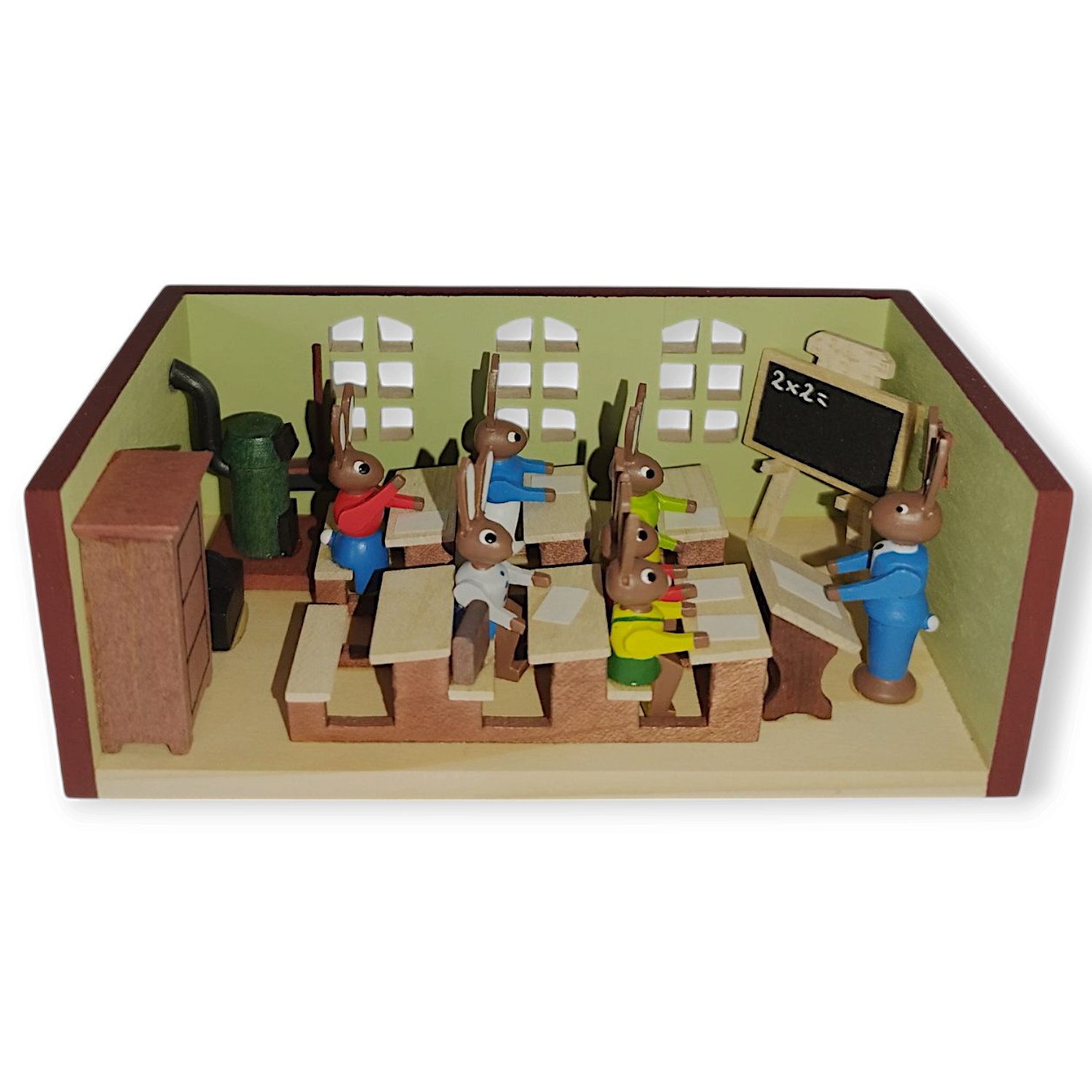 Miniaturstube Hasenschule mit Lehrer