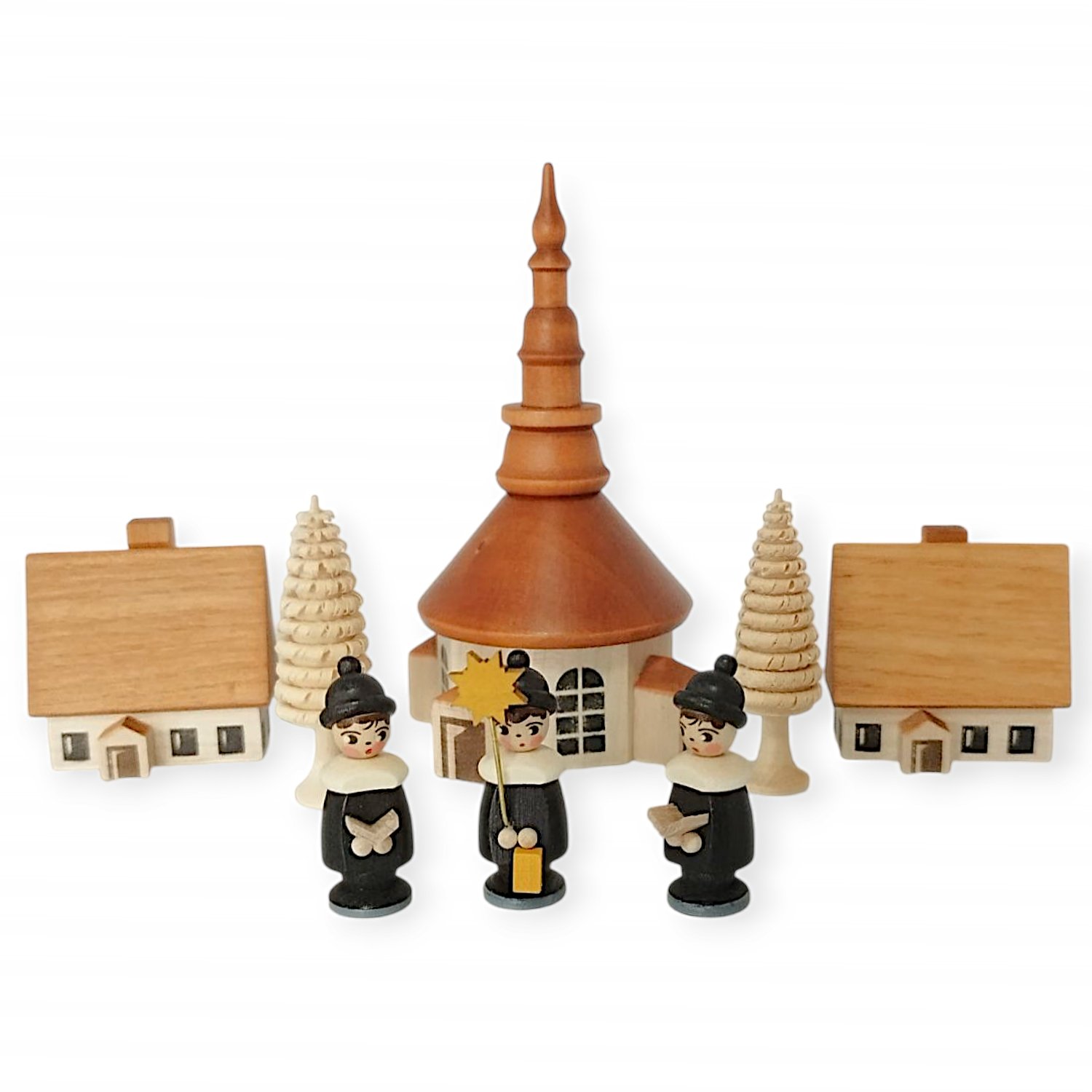 Figurenset Seiffener Kirche mit Häuschen und Kurrende, 8-tlg.