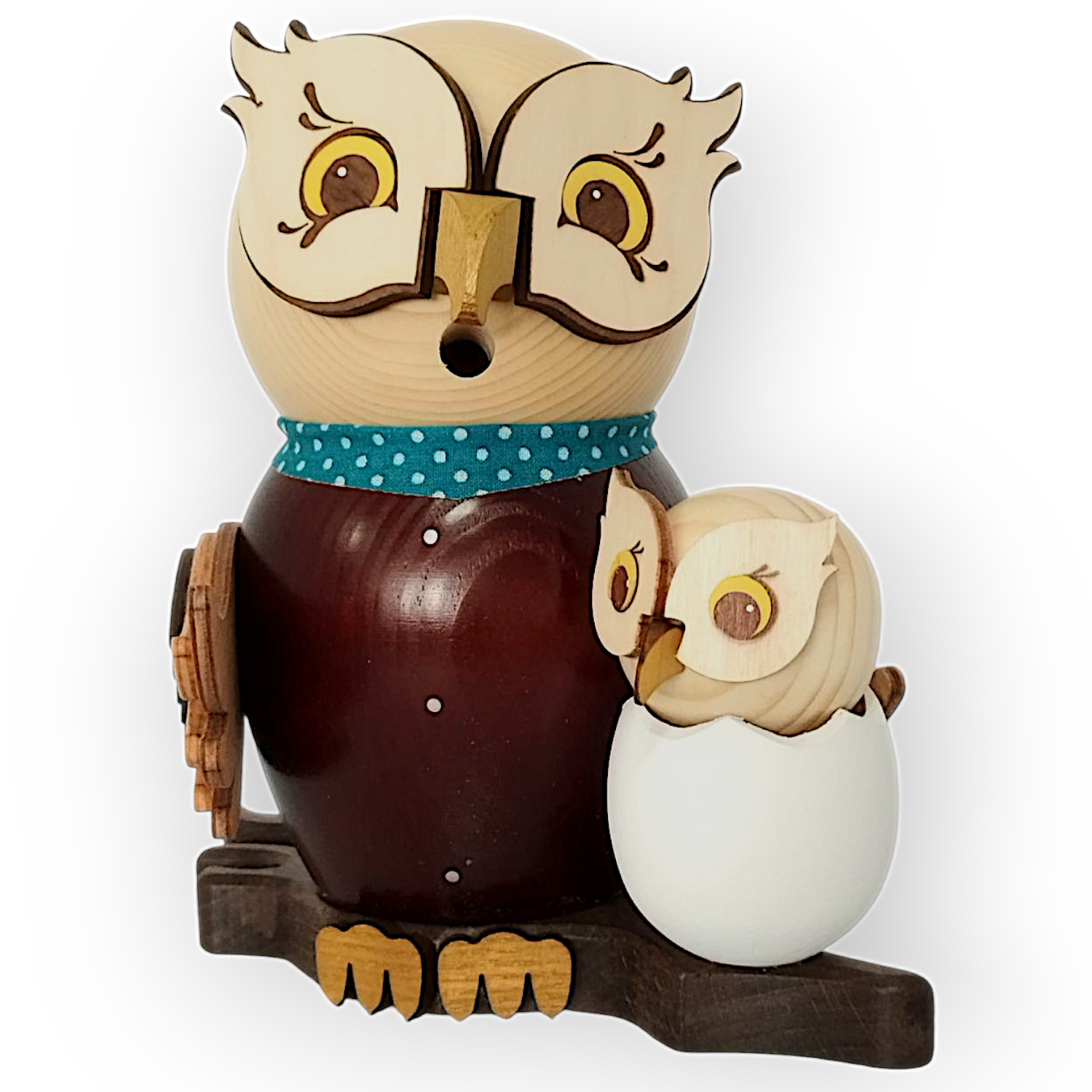 Räucherfigur Eule mit Baby