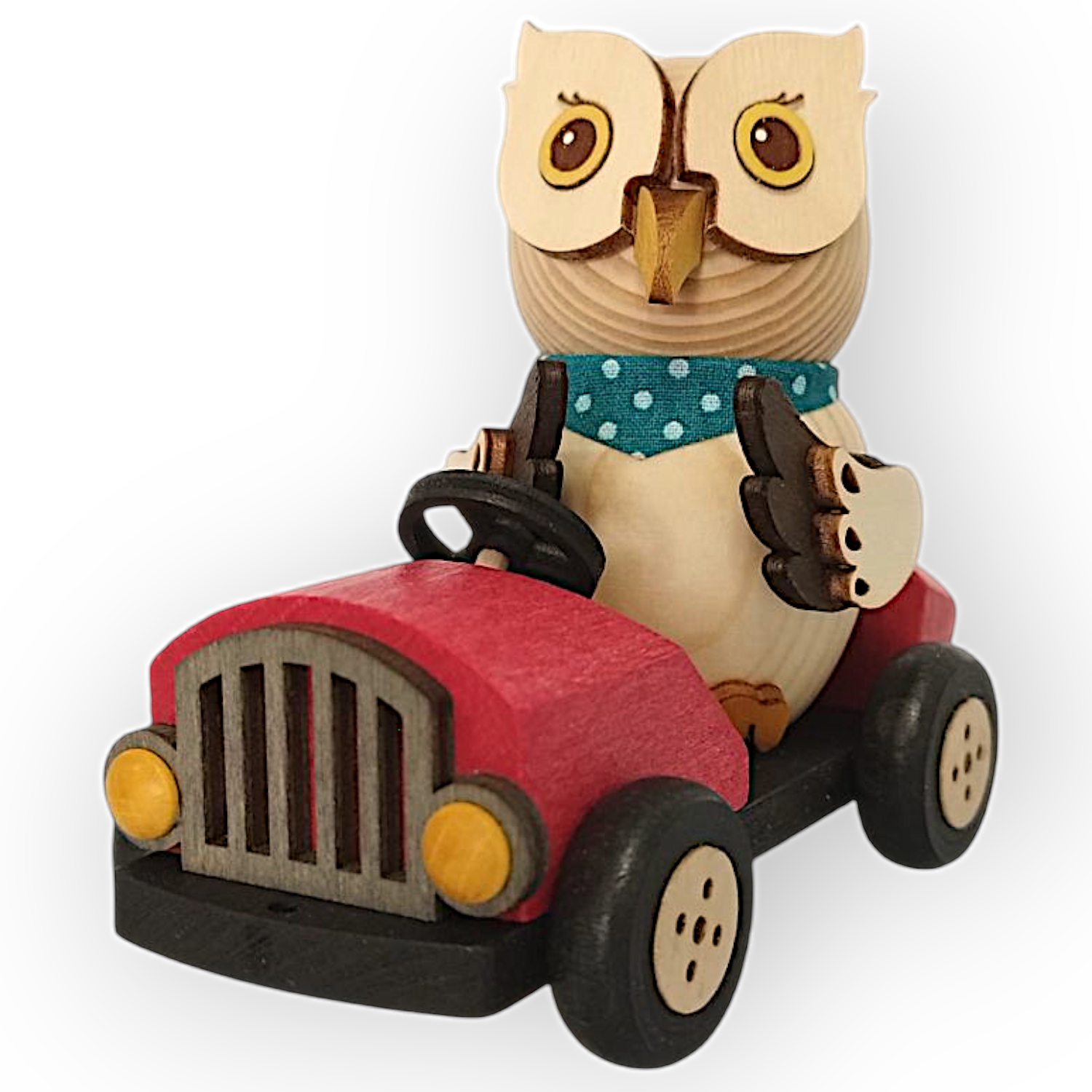 Holzfigur Mini-Eule im Flitzer, rot