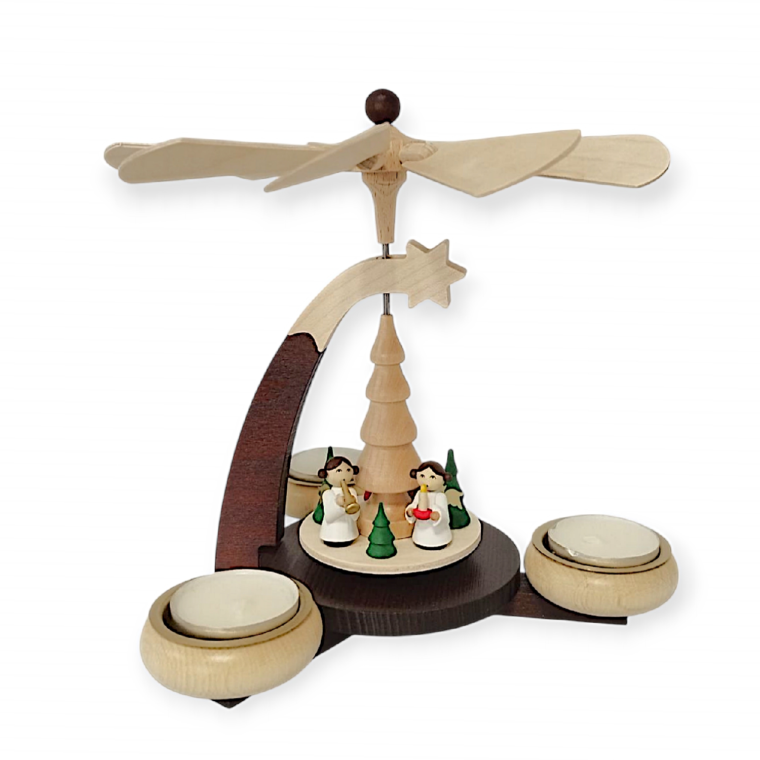 Design Teelichtpyramide Weihnachtsmann mit Engeln