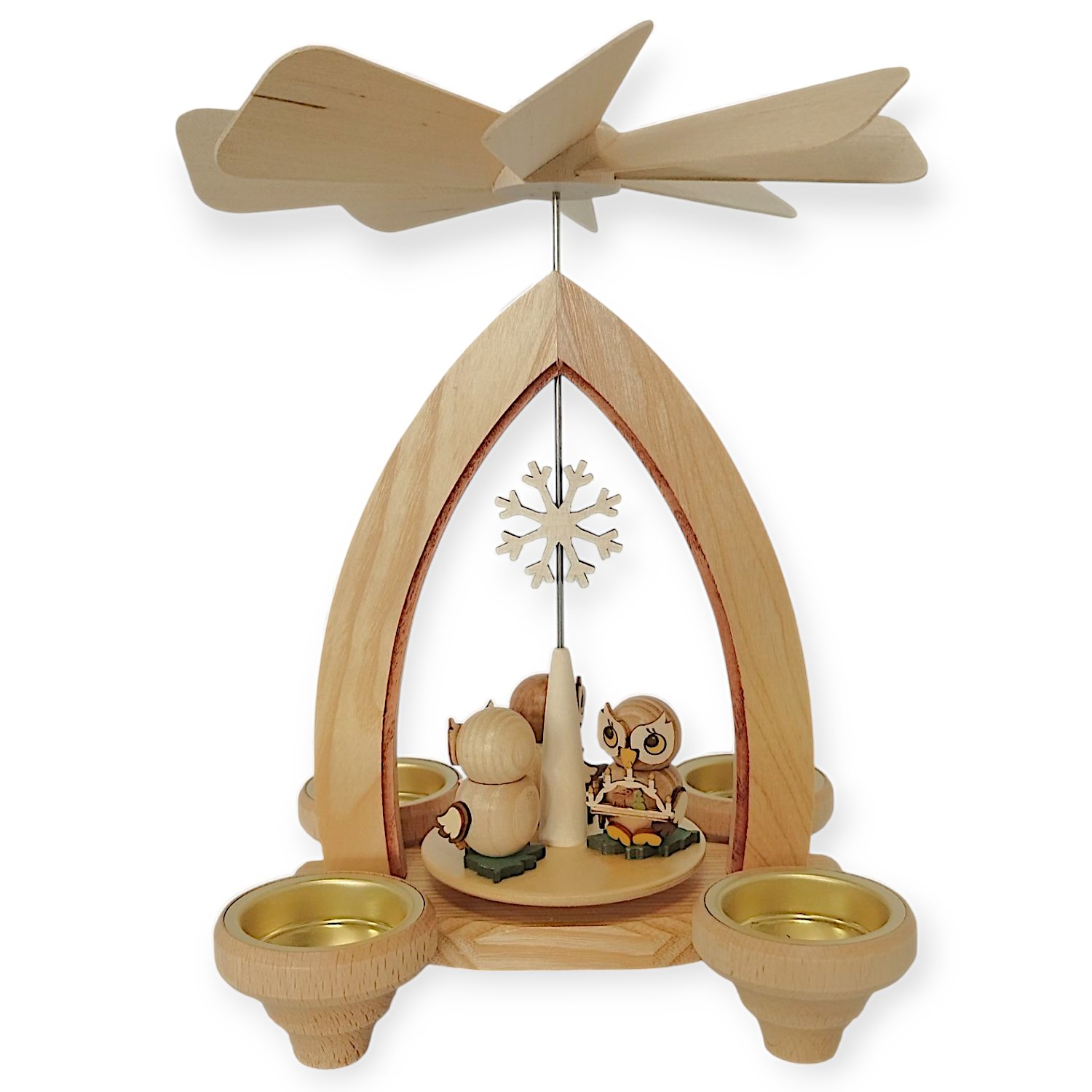 Pyramide für Teelichter Eulen mit Geschenken
