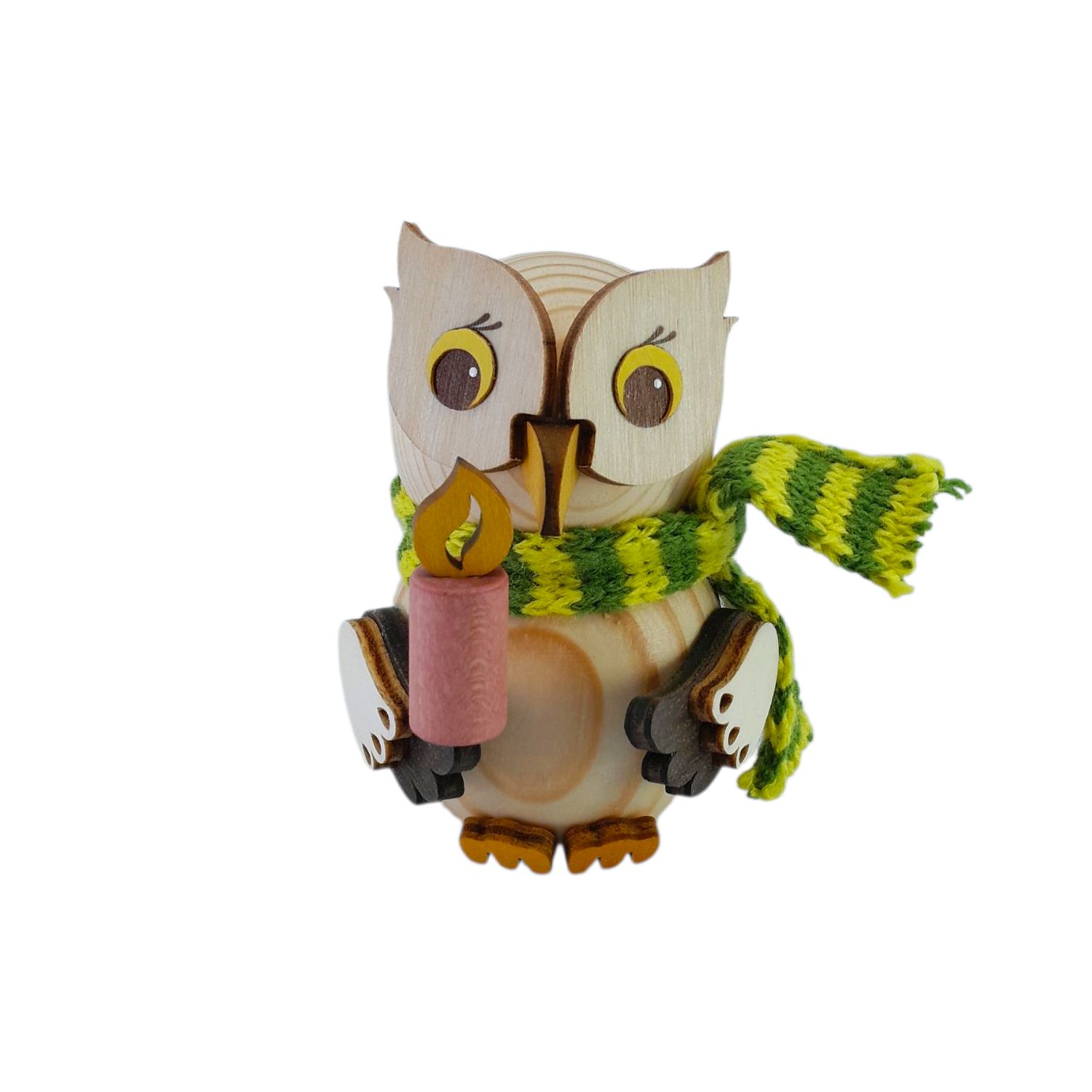 Holzfigur Mini-Eule mit Kerze