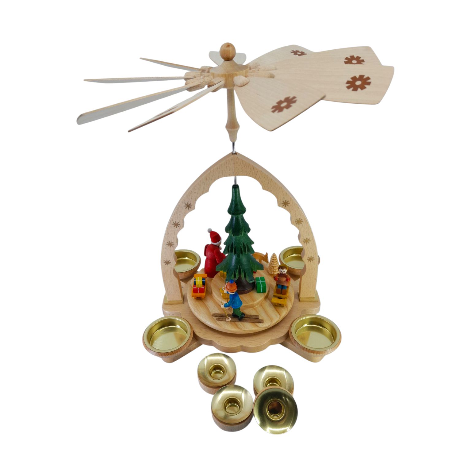 Pyramide Weihnachtswald bunt für Teelicht und Kerzen