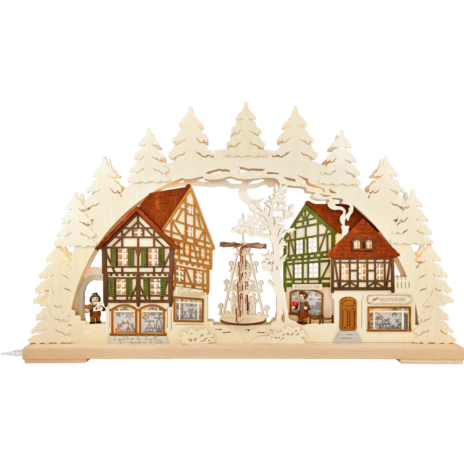3D Schwibbogen Fachwerkdorf mit Wärmespiel
