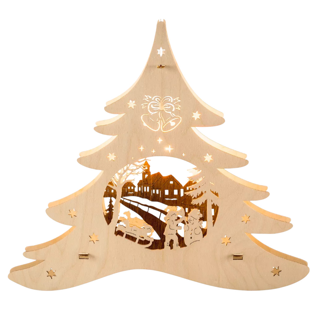 Fensterbild Tannenbaum Winterspaß, elektrisch