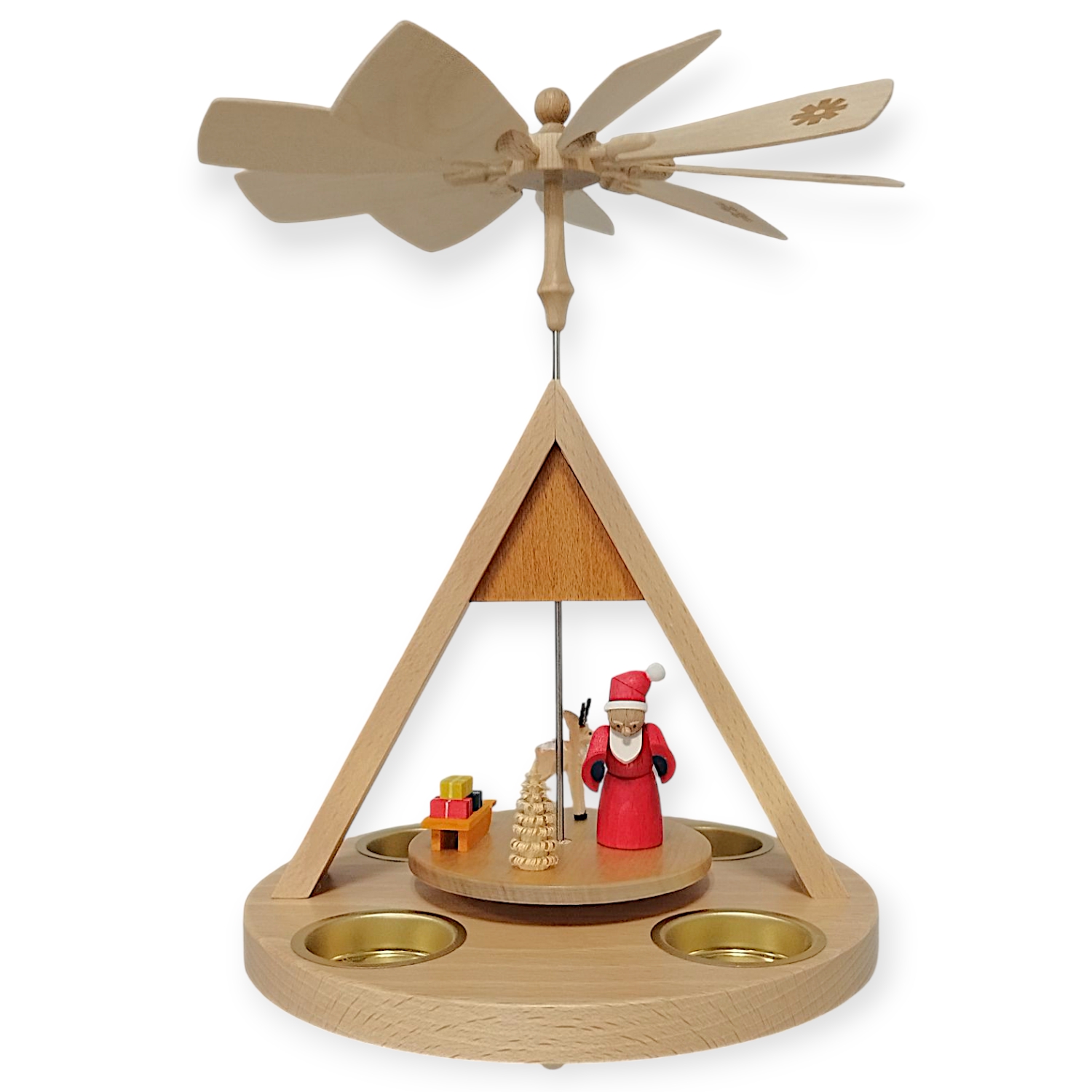 Teelichtpyramide Santa mit Rentier