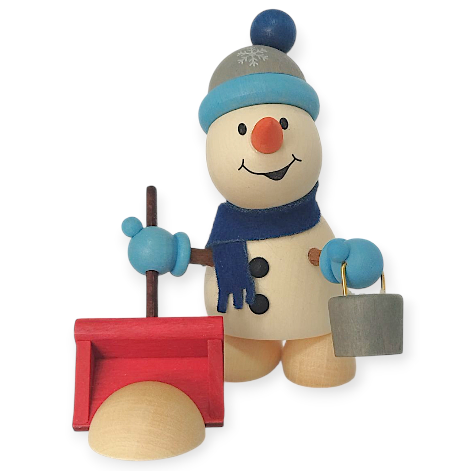 Schneemann mit Schneeschippe