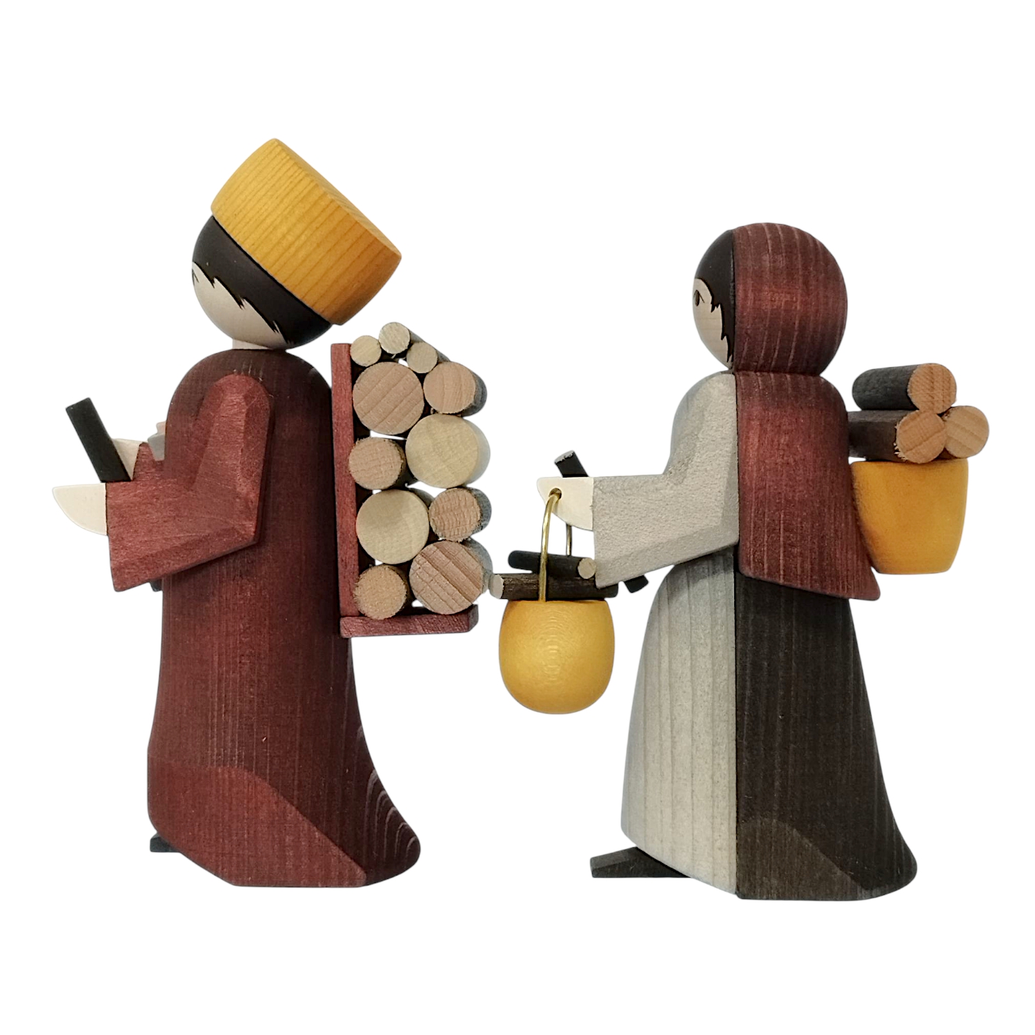 Holzmacherpaar 2-tlg., gebeizt
