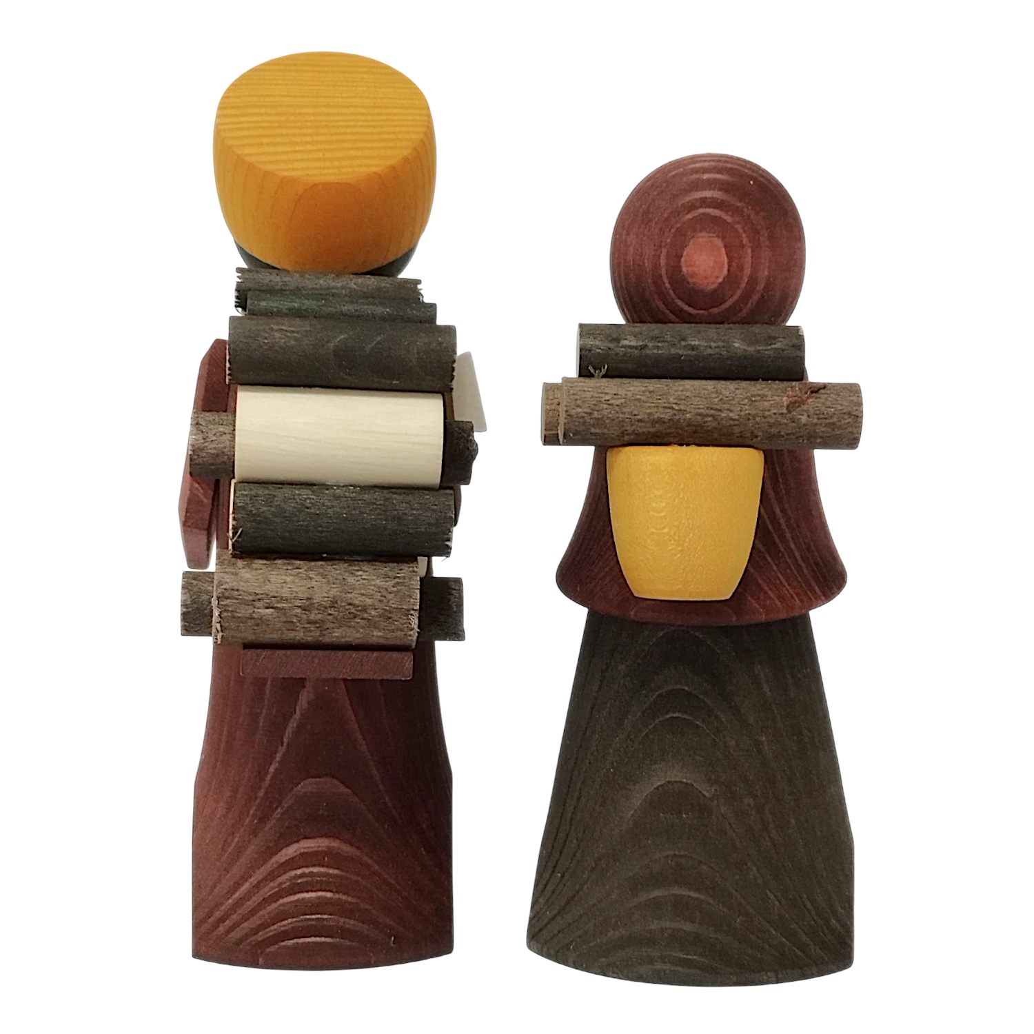 Holzmacherpaar 2-tlg., gebeizt