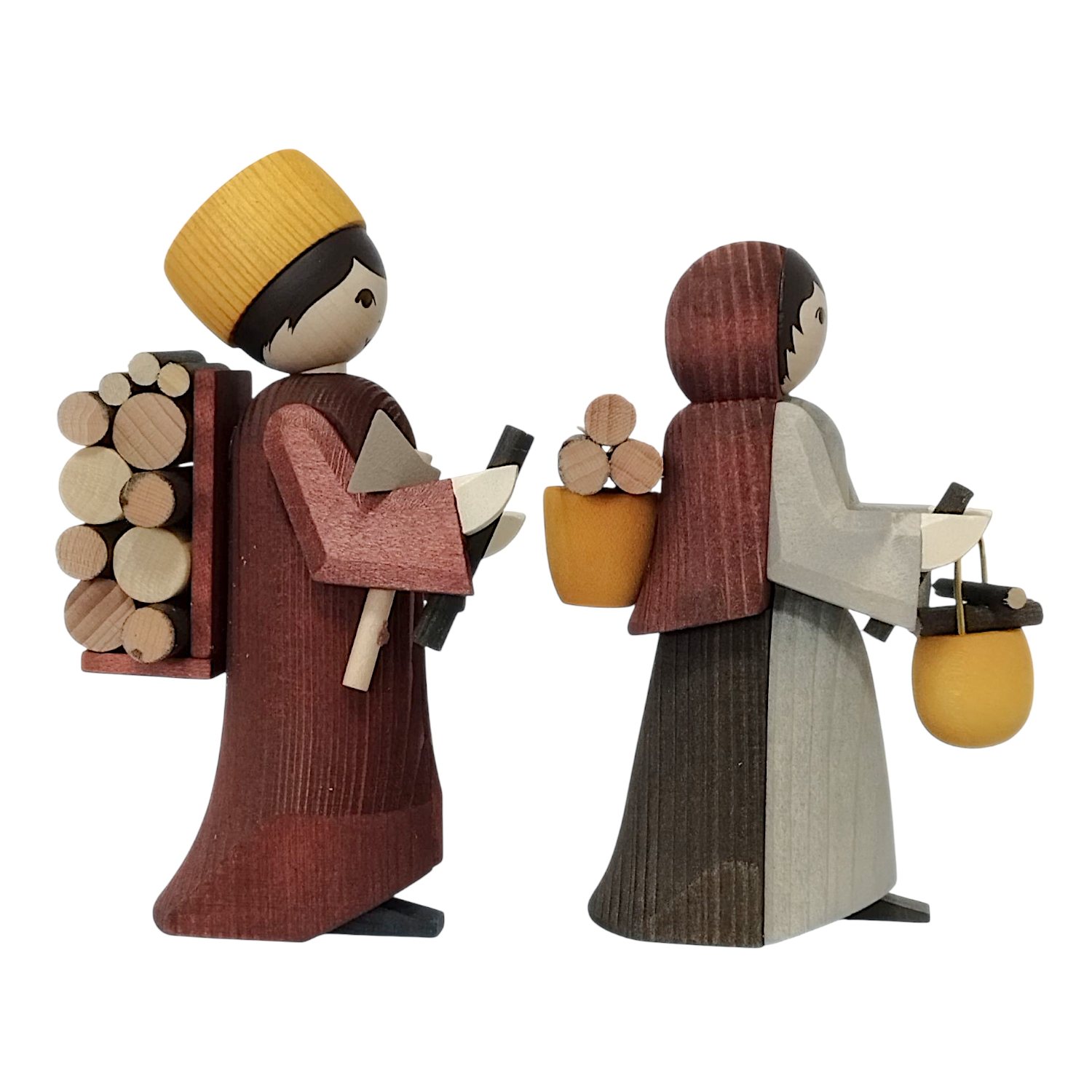 Holzmacherpaar 2-tlg., gebeizt