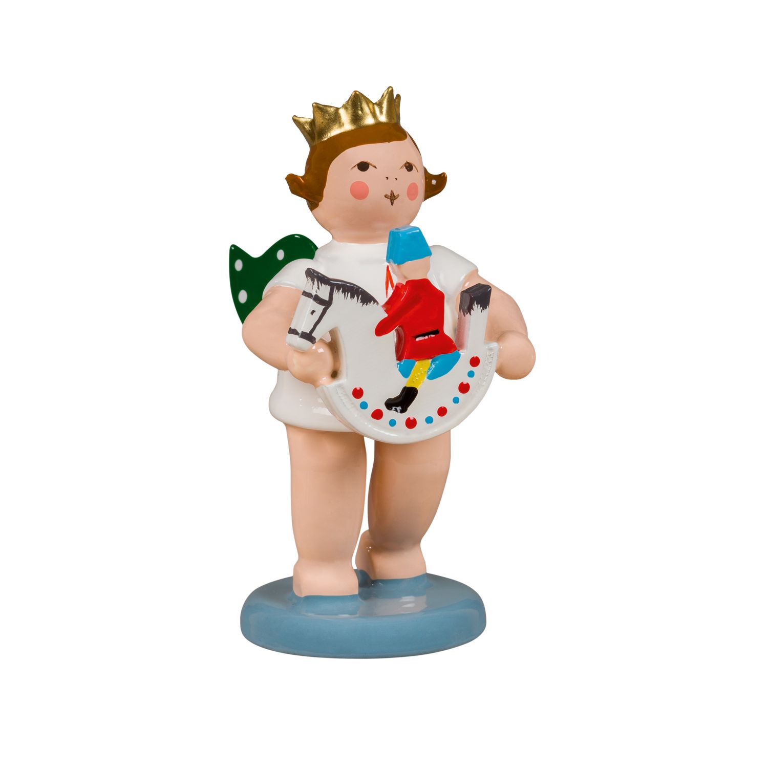 Engel mit Olbernhauer Marktfigur - Reiterlein mit Krone