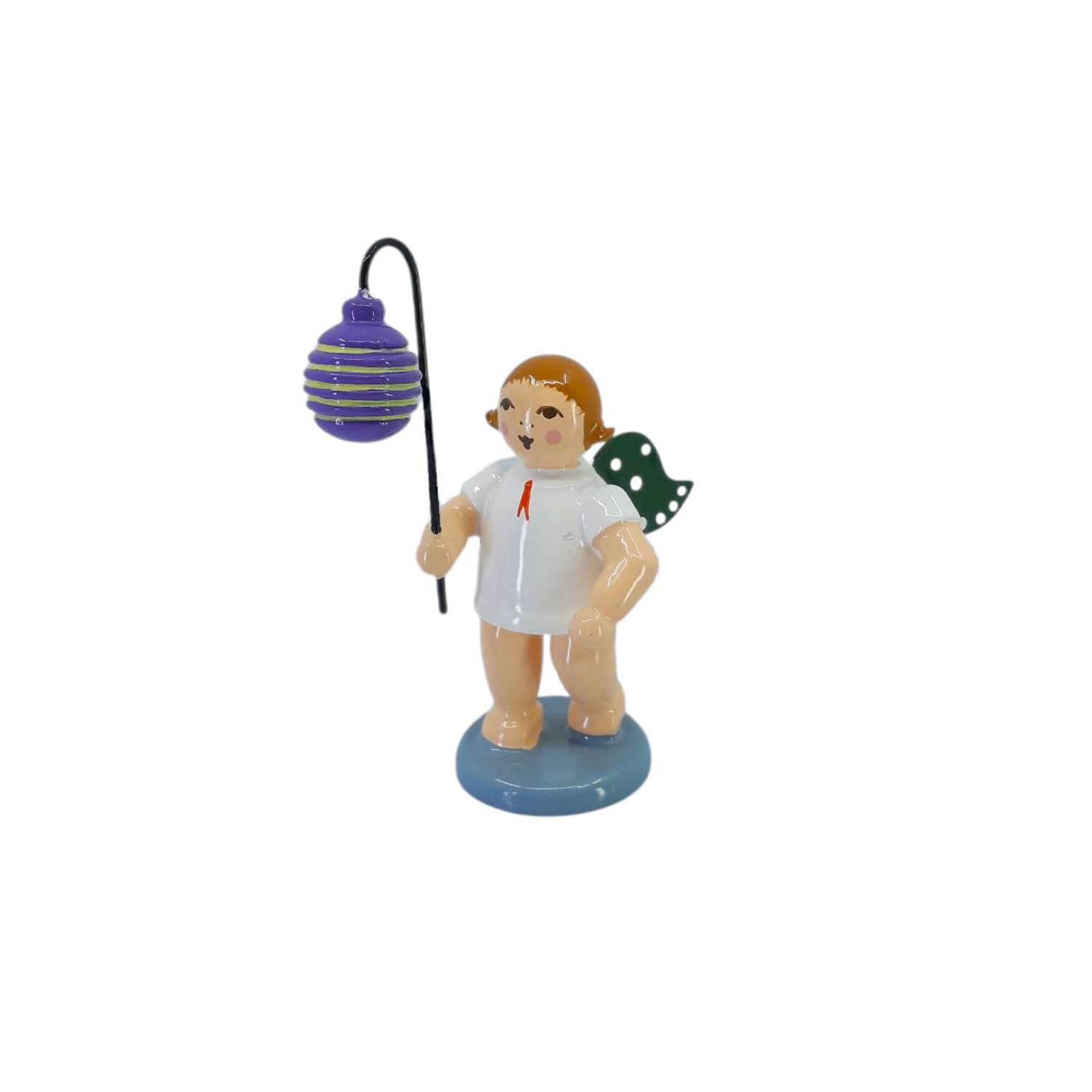 Engel mit Lampion Kugel gerillt ohne Krone