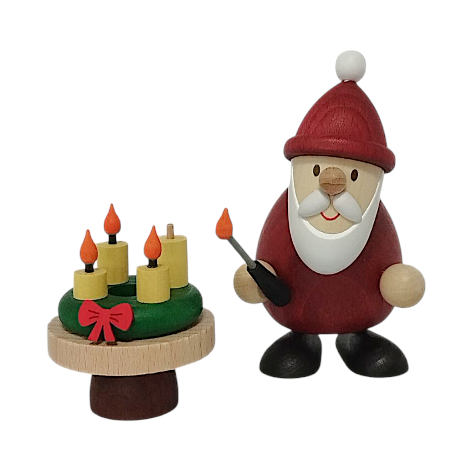 Weihnachtsmann mit Adventskranz