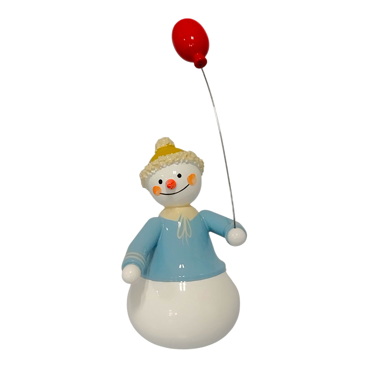 Schneemann mit Luftballon, rot