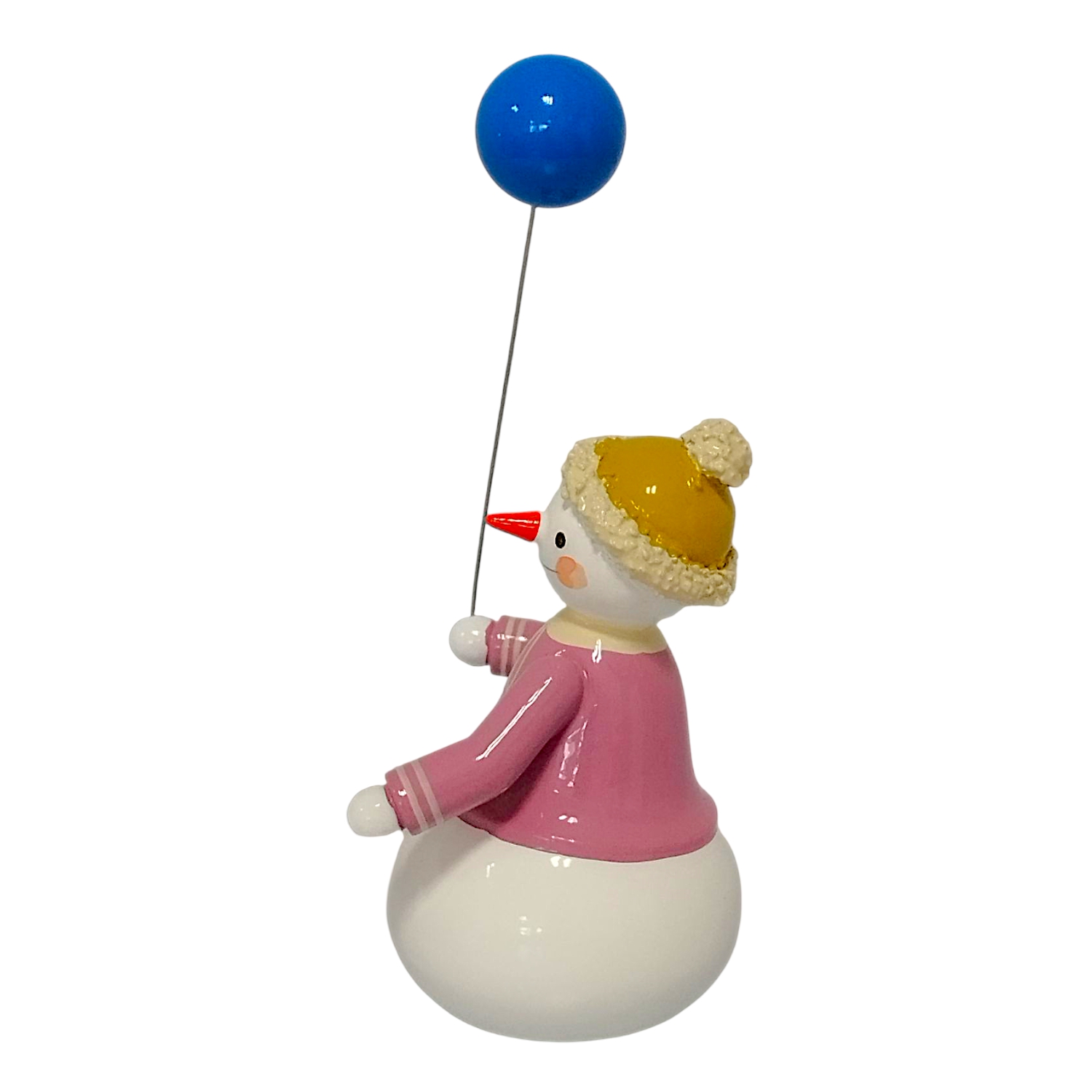 Schneemann mit Luftballon, blau