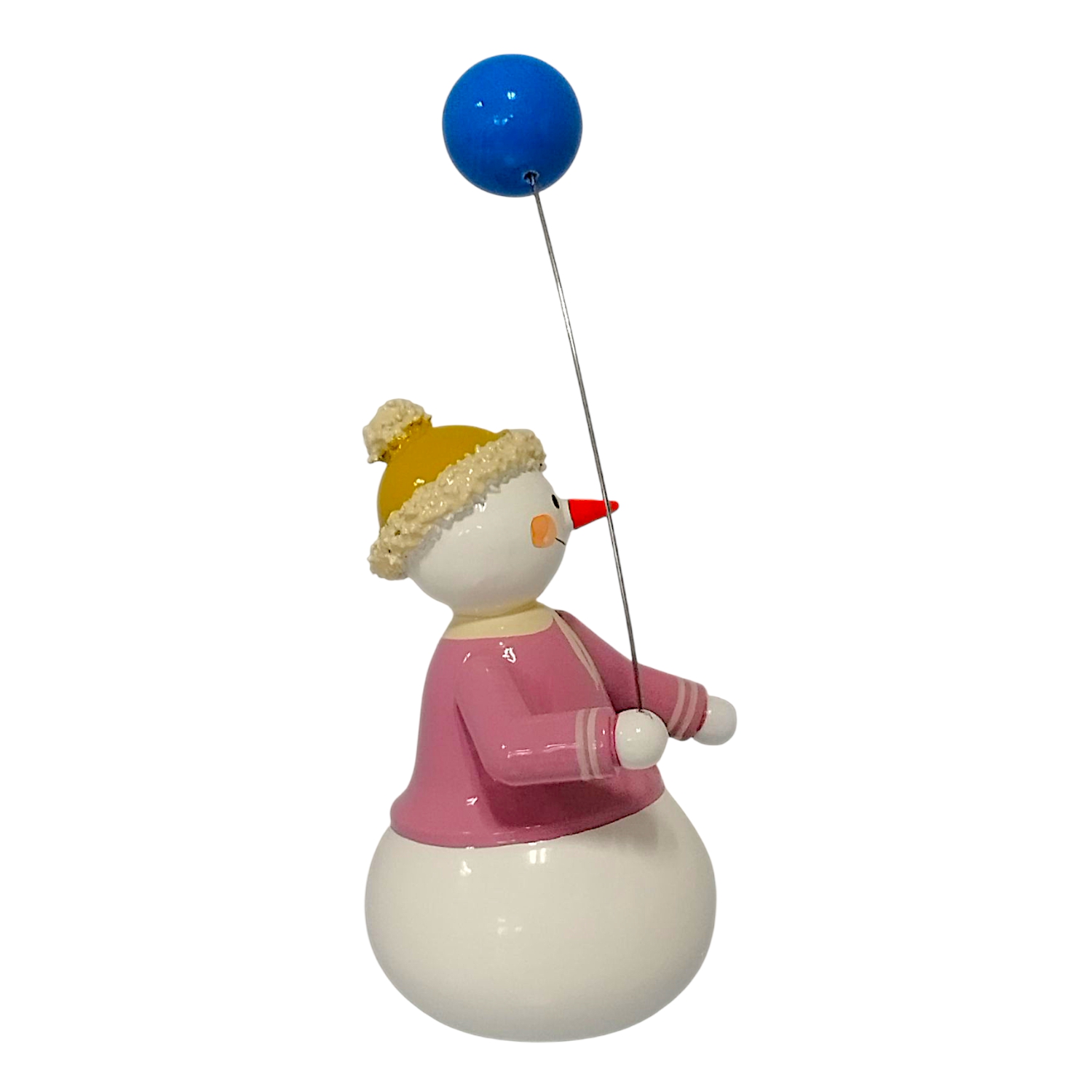 Schneemann mit Luftballon, blau