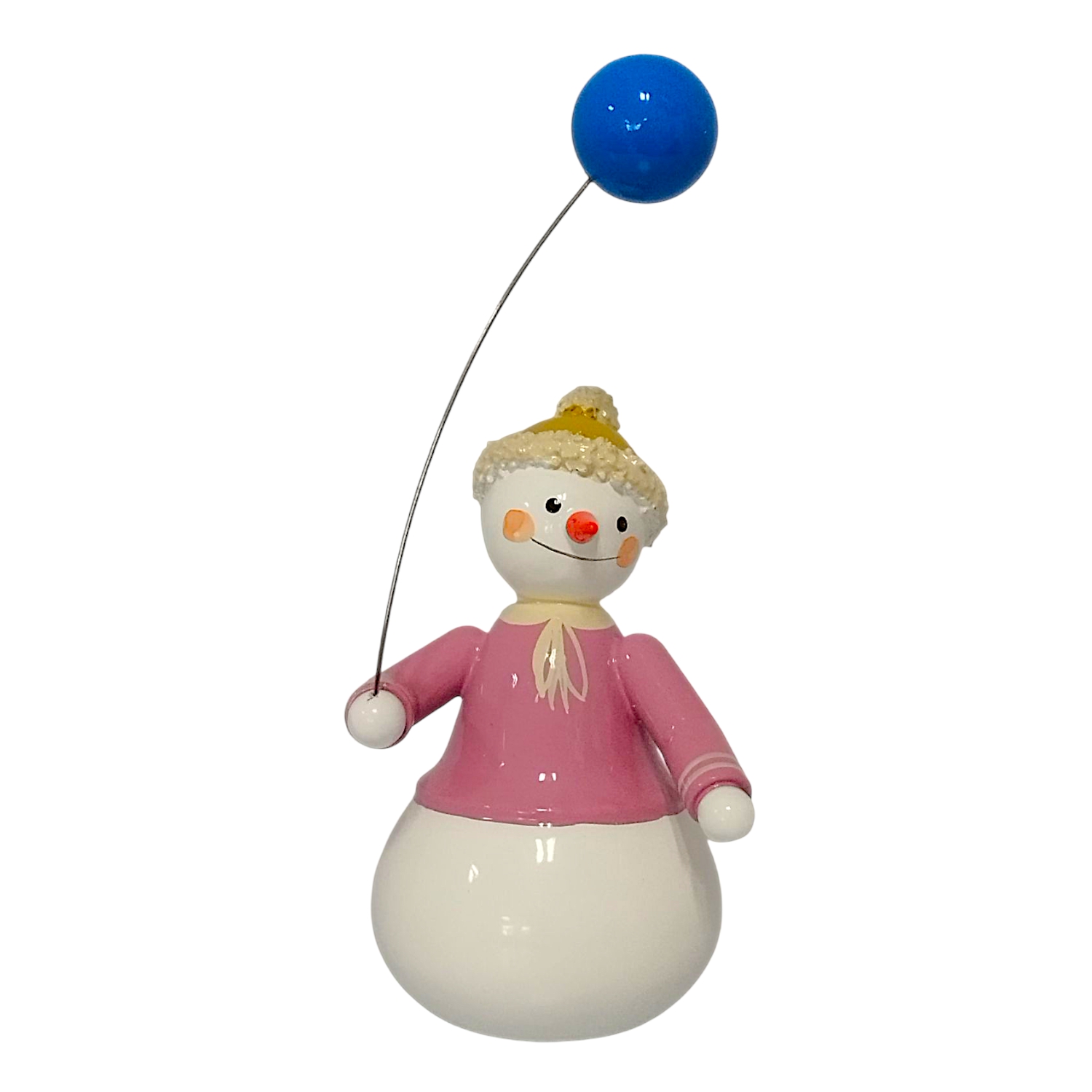 Schneemann mit Luftballon, blau
